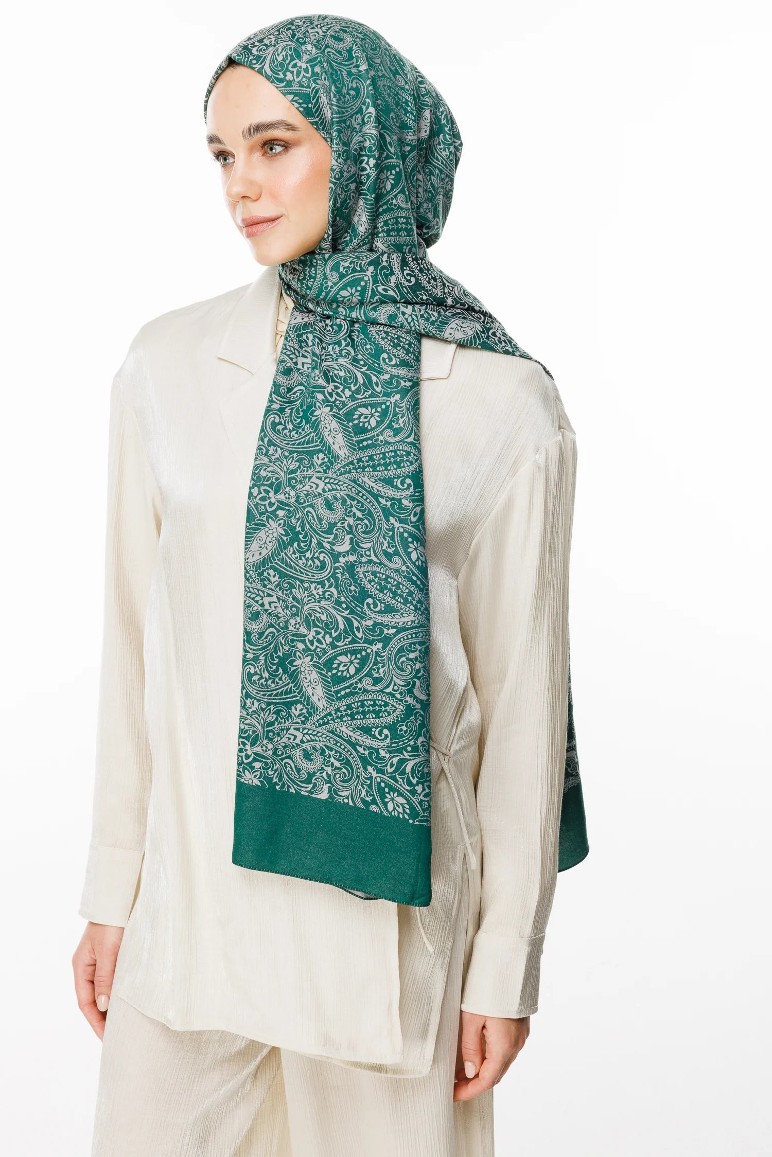 Velora Pattern Double-Sided Scarf - Emerald Pink