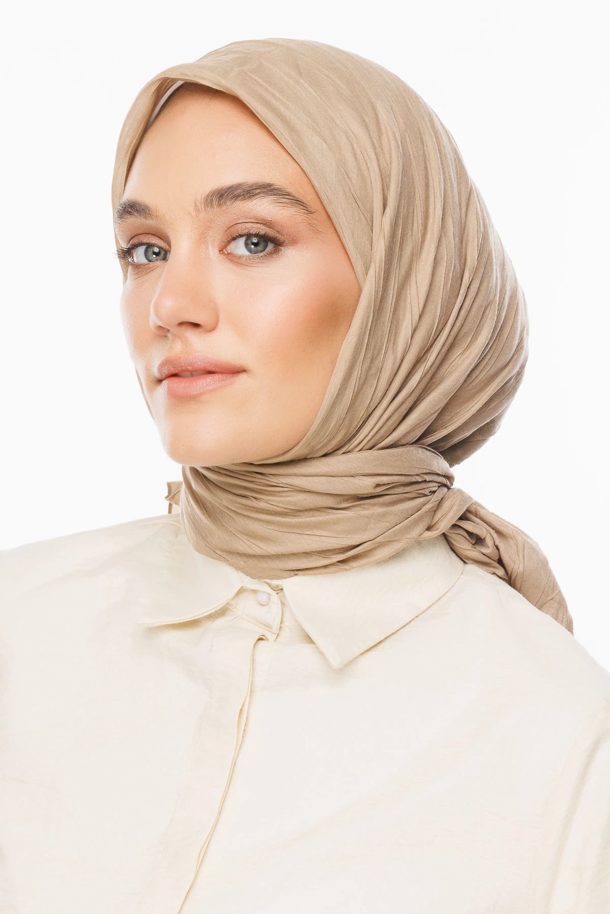 Pleated Bamboo Scarf - Latte