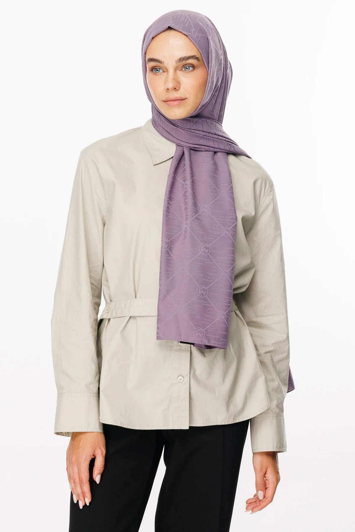 Moon Is Desen Jacquard Shawl - Lavender