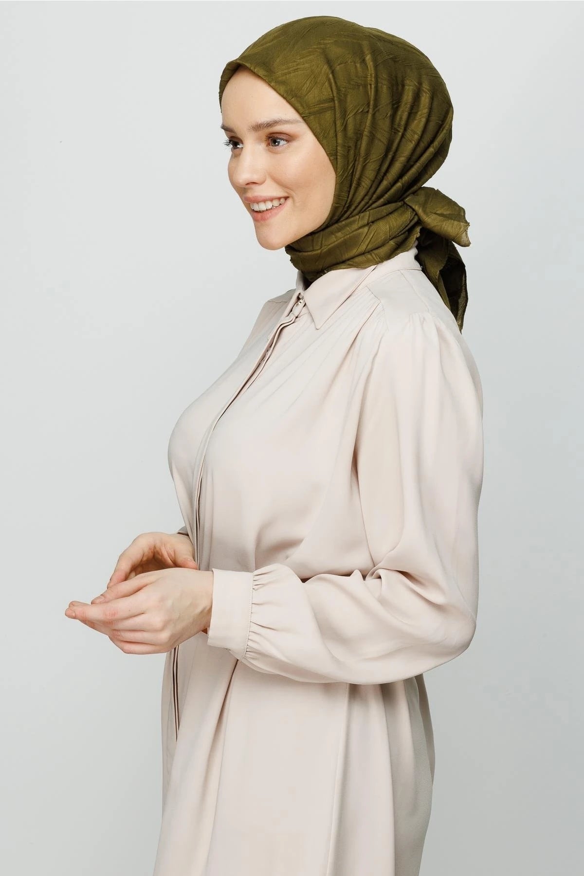 Pleated Bamboo Scarf - Oil Green