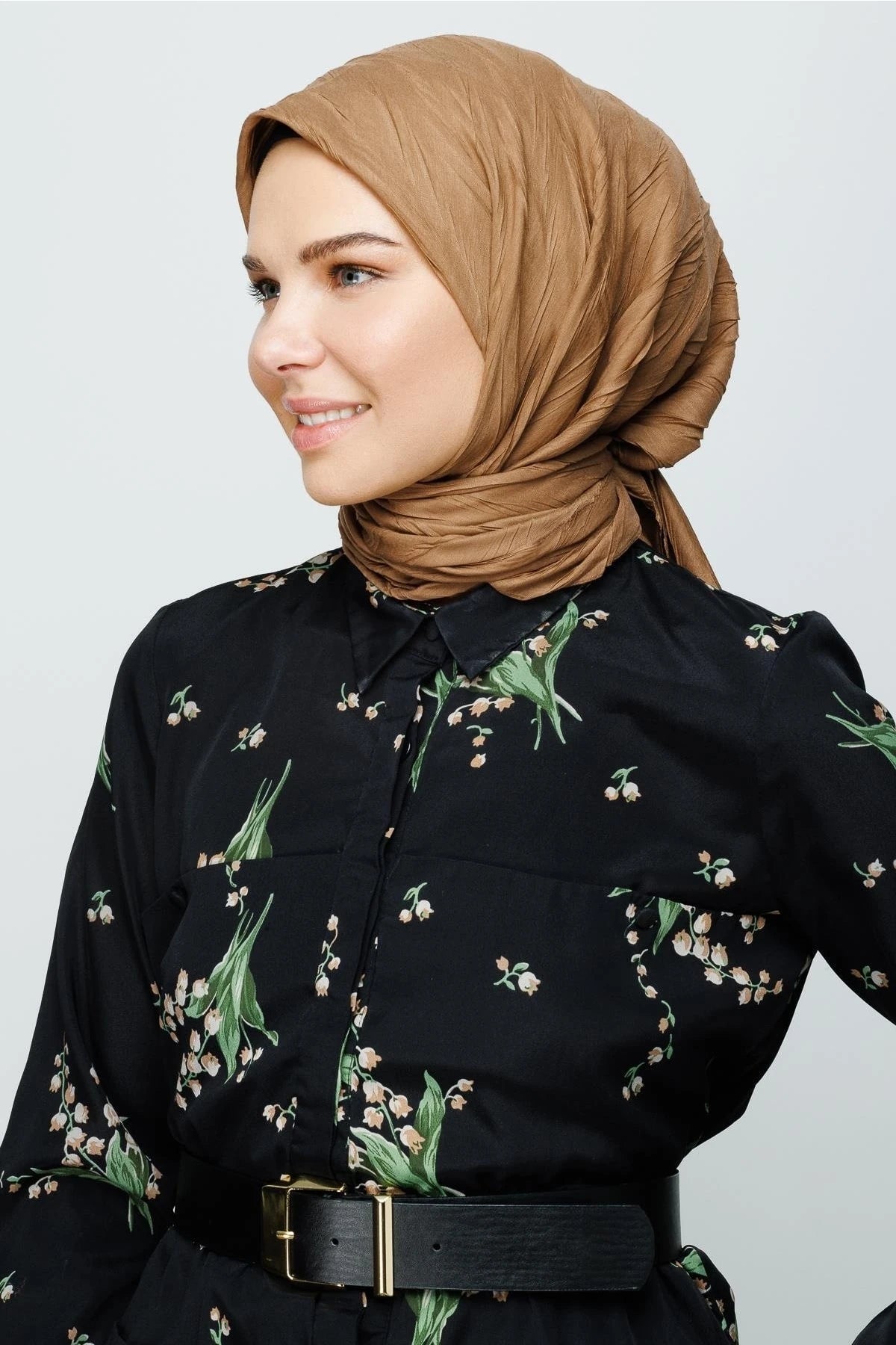 Pleated Bamboo Scarf - Walnut