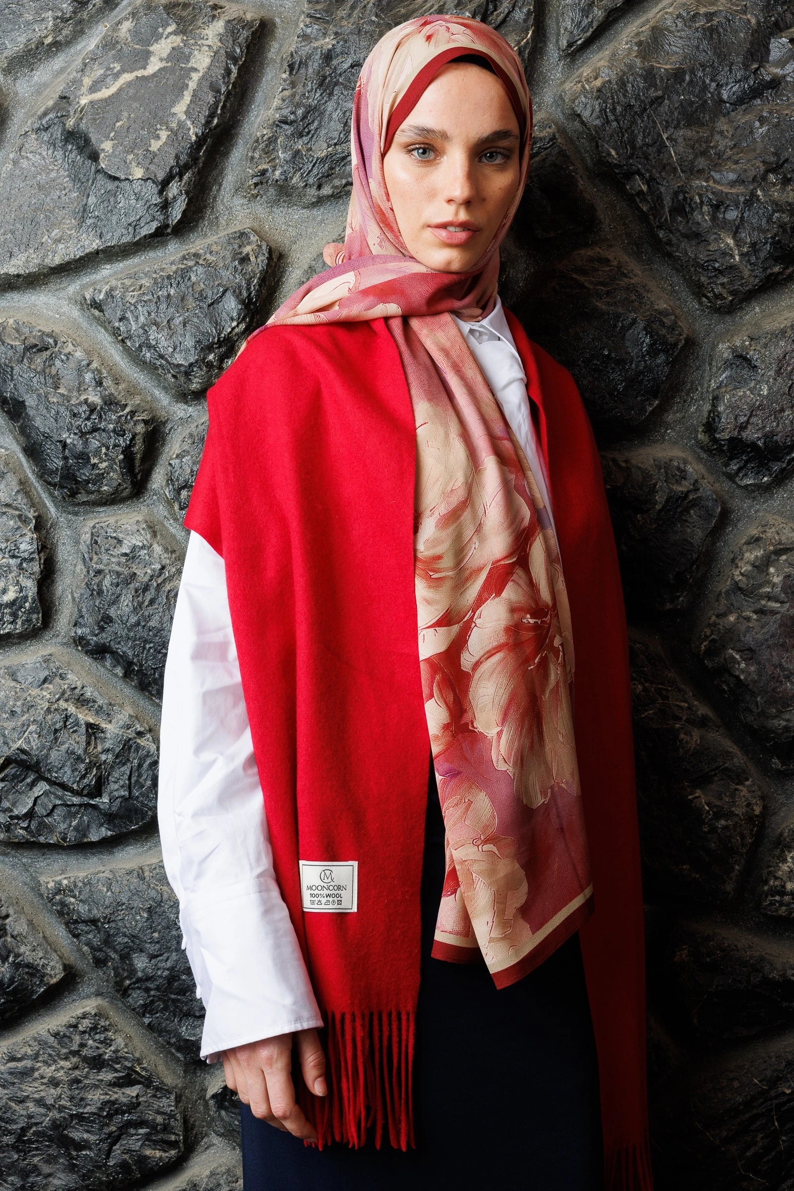 Rose Pattern Hebei Silk Scarf - Burgundy