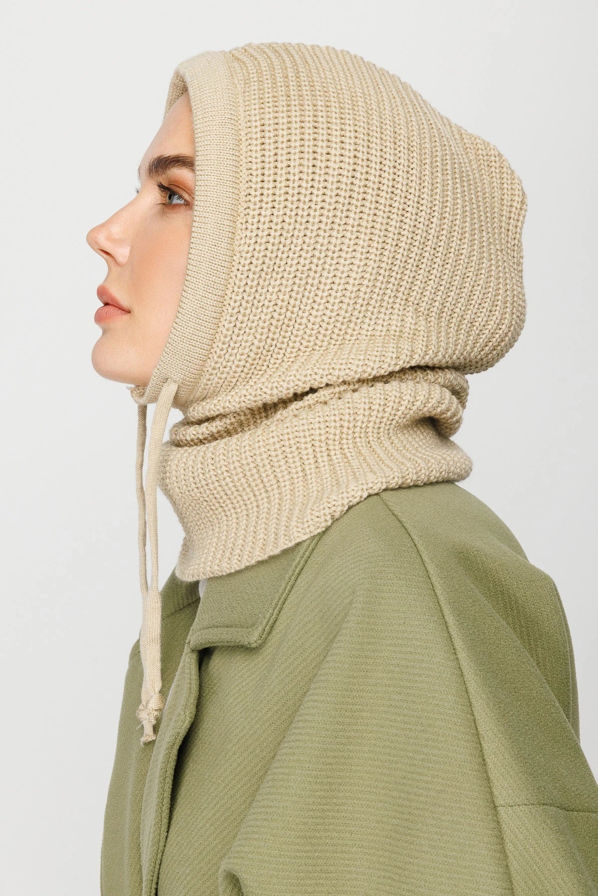 Balaclava Knit Headband - Beige