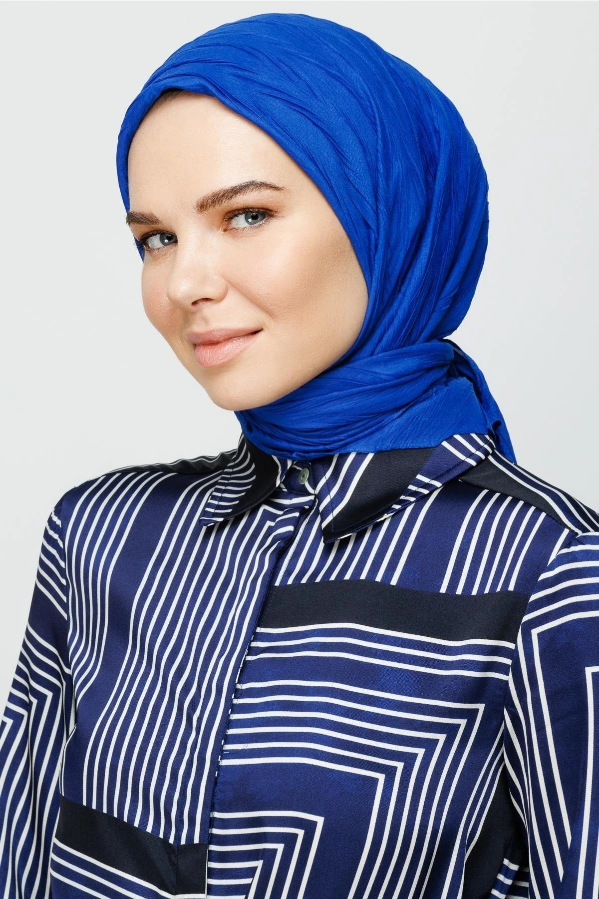 Pleated Bamboo Scarf - Saks Blue