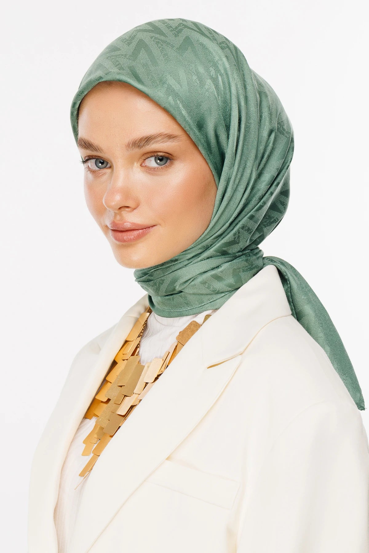 Luxury Jacquard Scarf - Mold Green