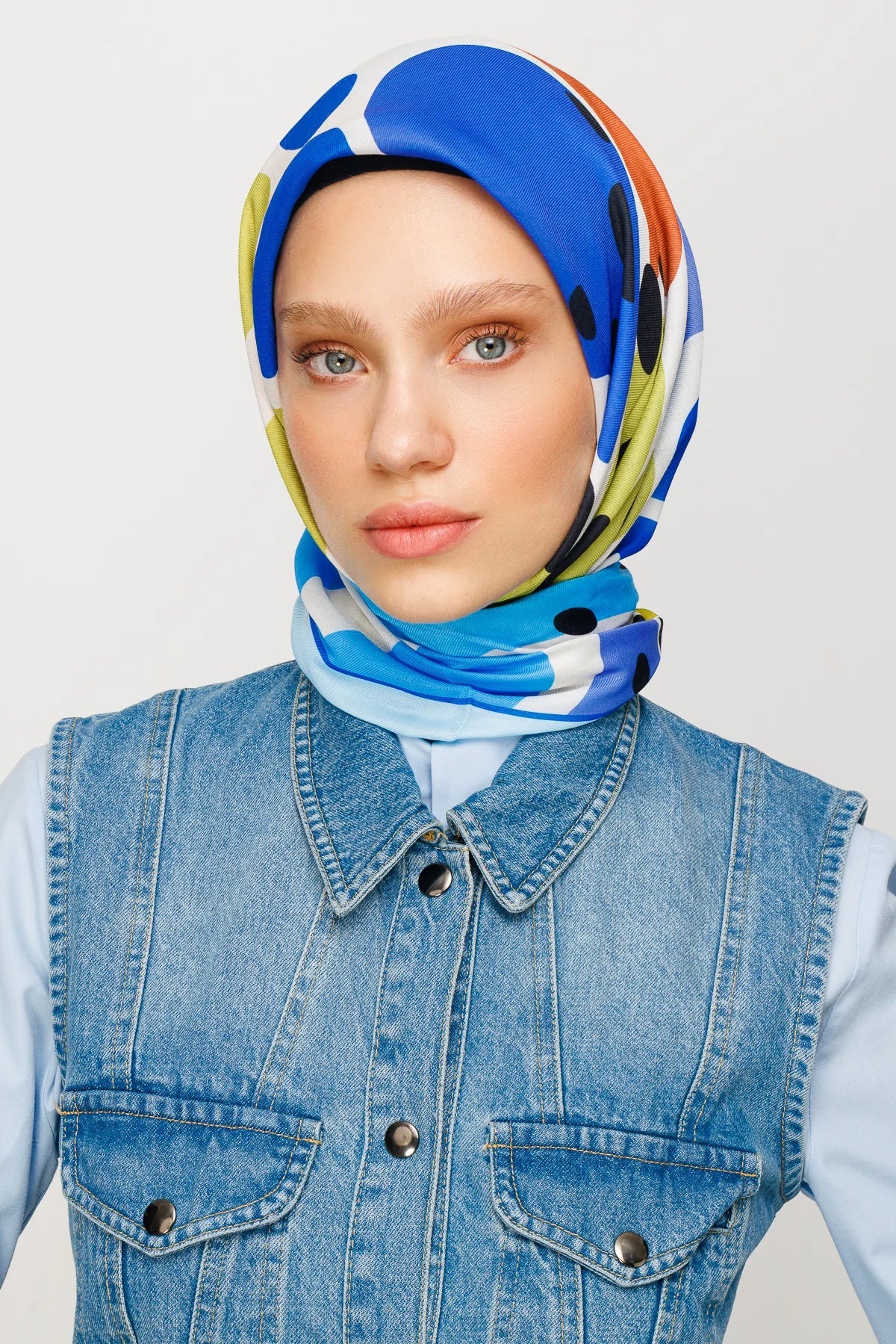 Bloom Pattern Digital Soft Scarf - Blue