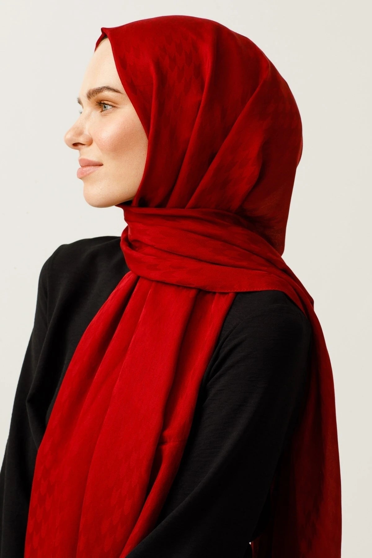 Swallow Pattern Cotton Jacquard Shawl - Burgundy