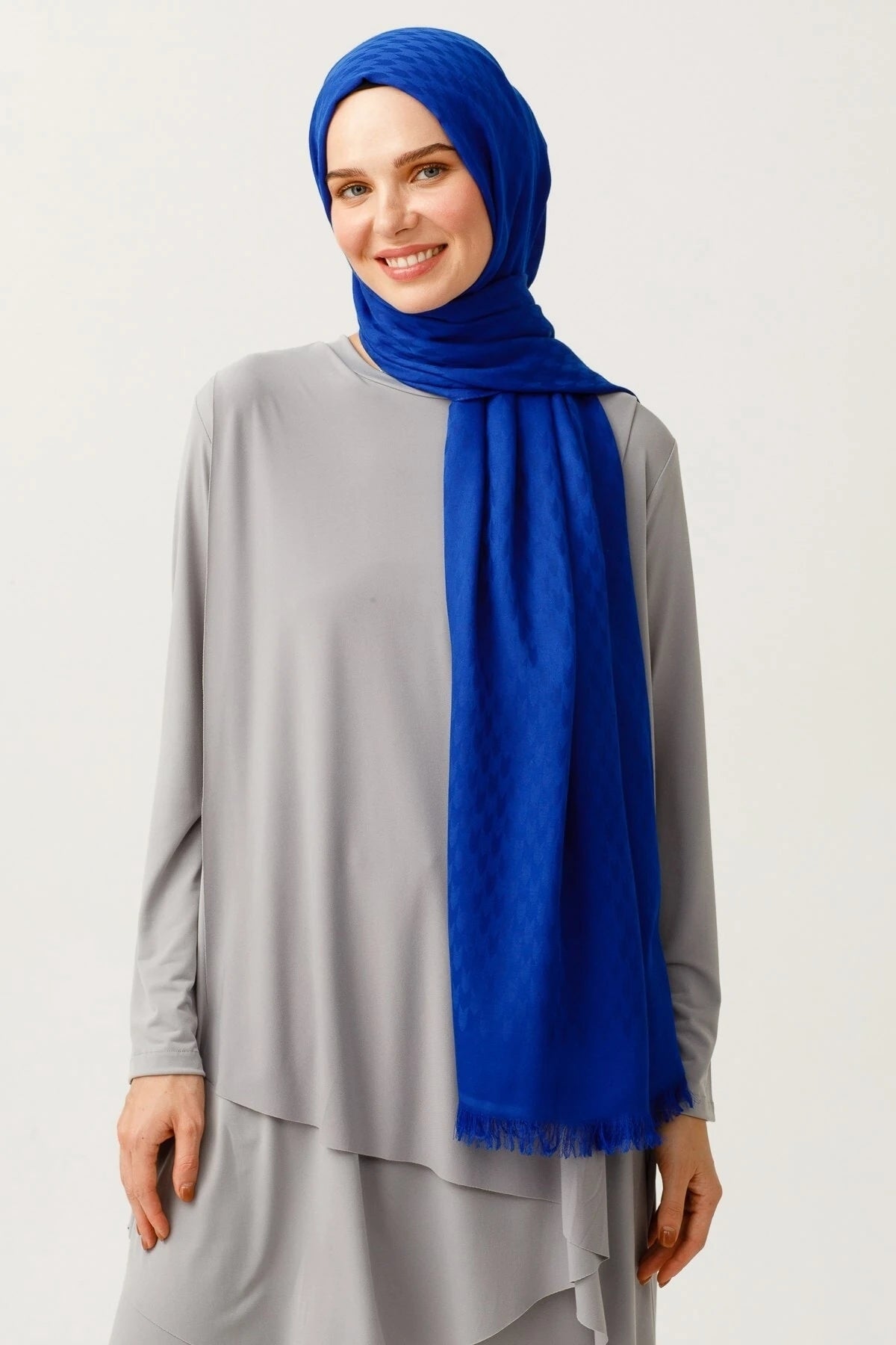 Swallow Pattern Cotton Jacquard Shawl - Saks Blue
