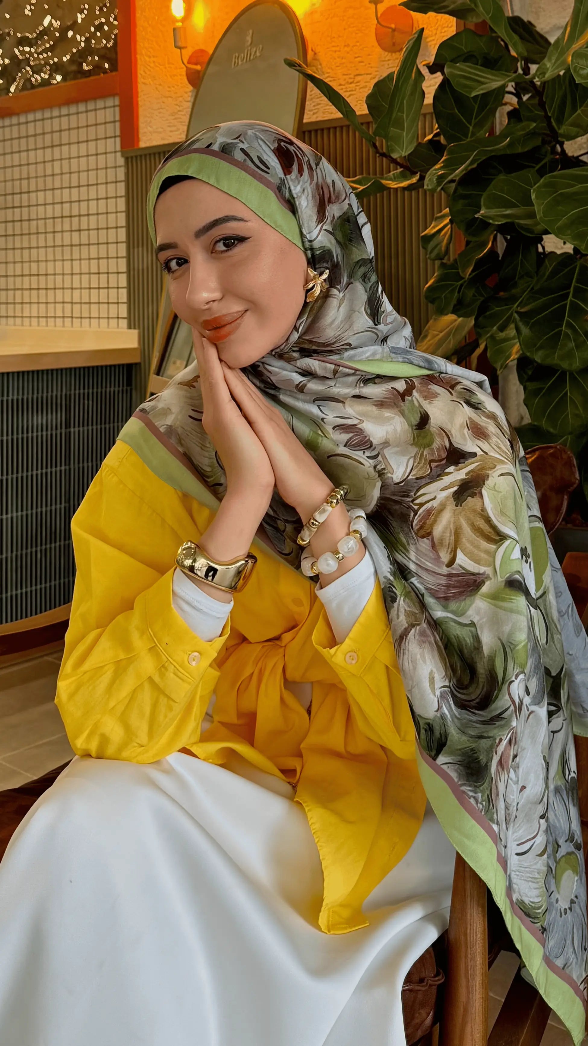 Rossel Pattern Cotton Scarf - Green