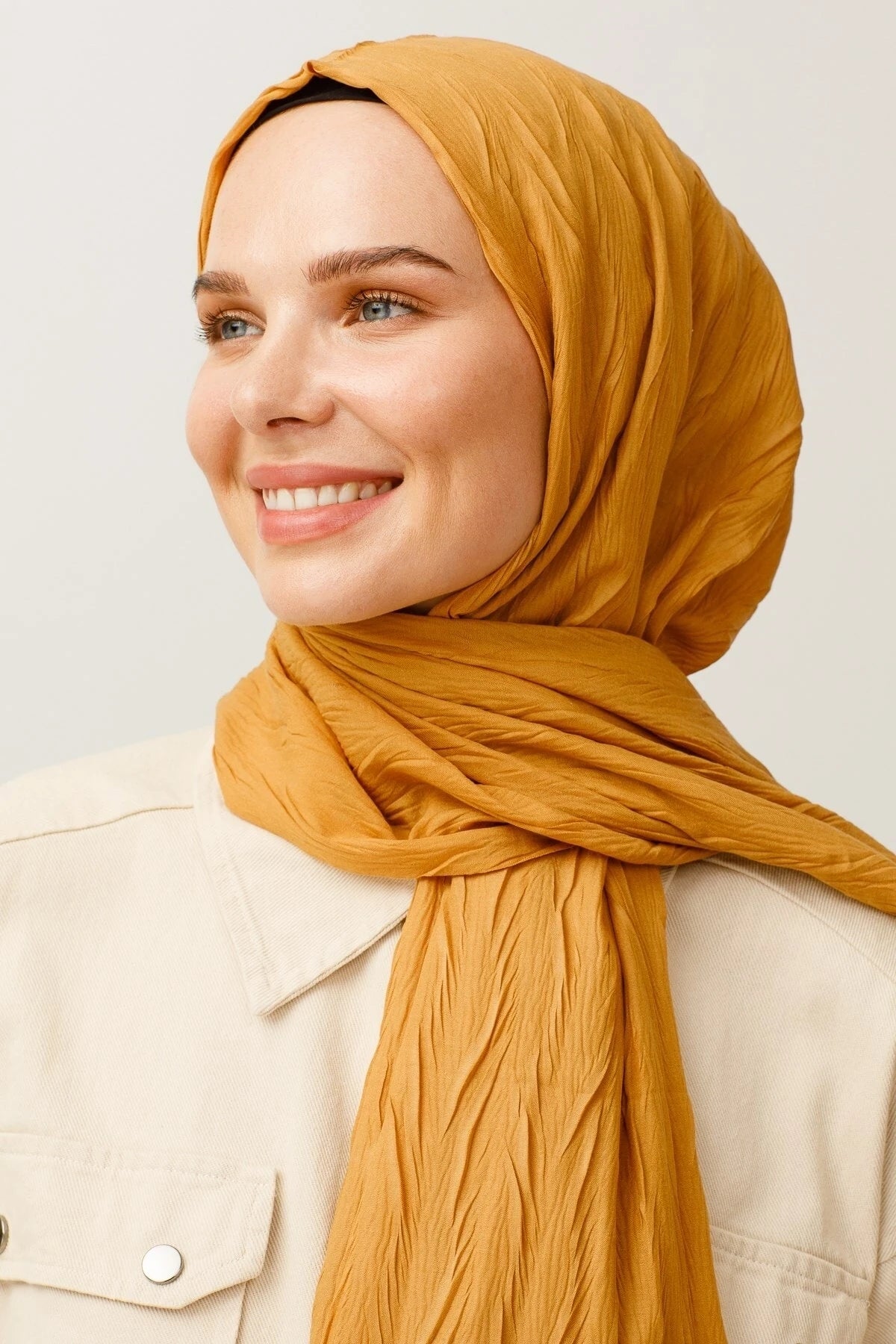 Pleated Bamboo Shawl - Saffron