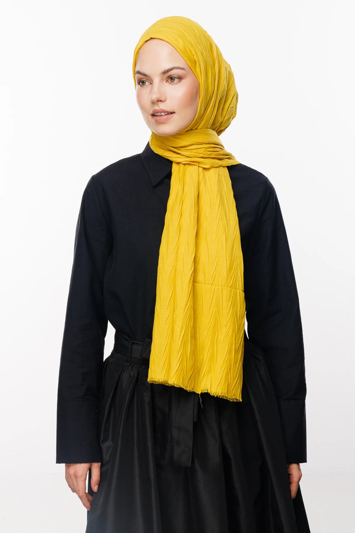 Pleated Bamboo Shawl - Apricot