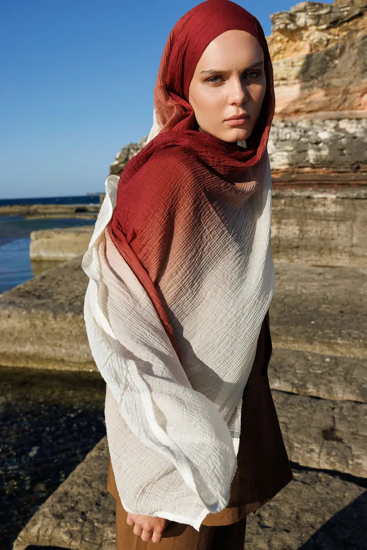 Gradient Muslin Shawl - Ecru
