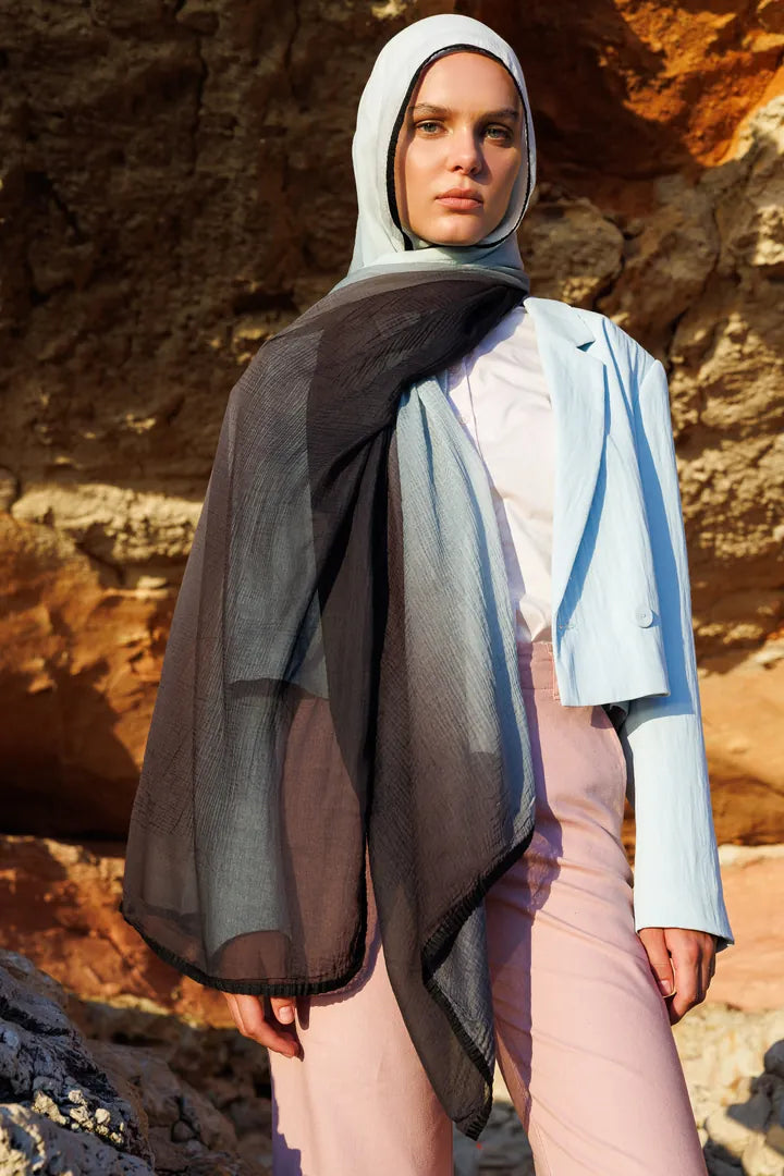 Gradient Muslin Shawl - Mint Green