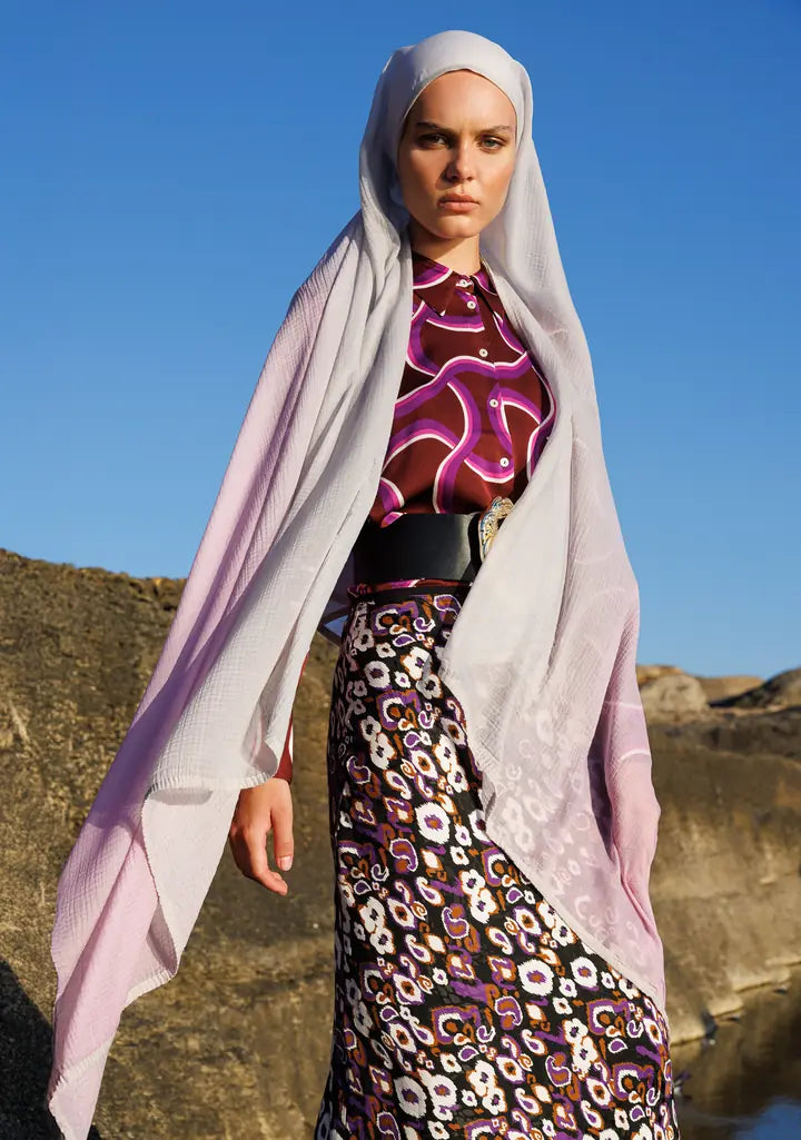 Gradient Muslin Shawl - Lilac