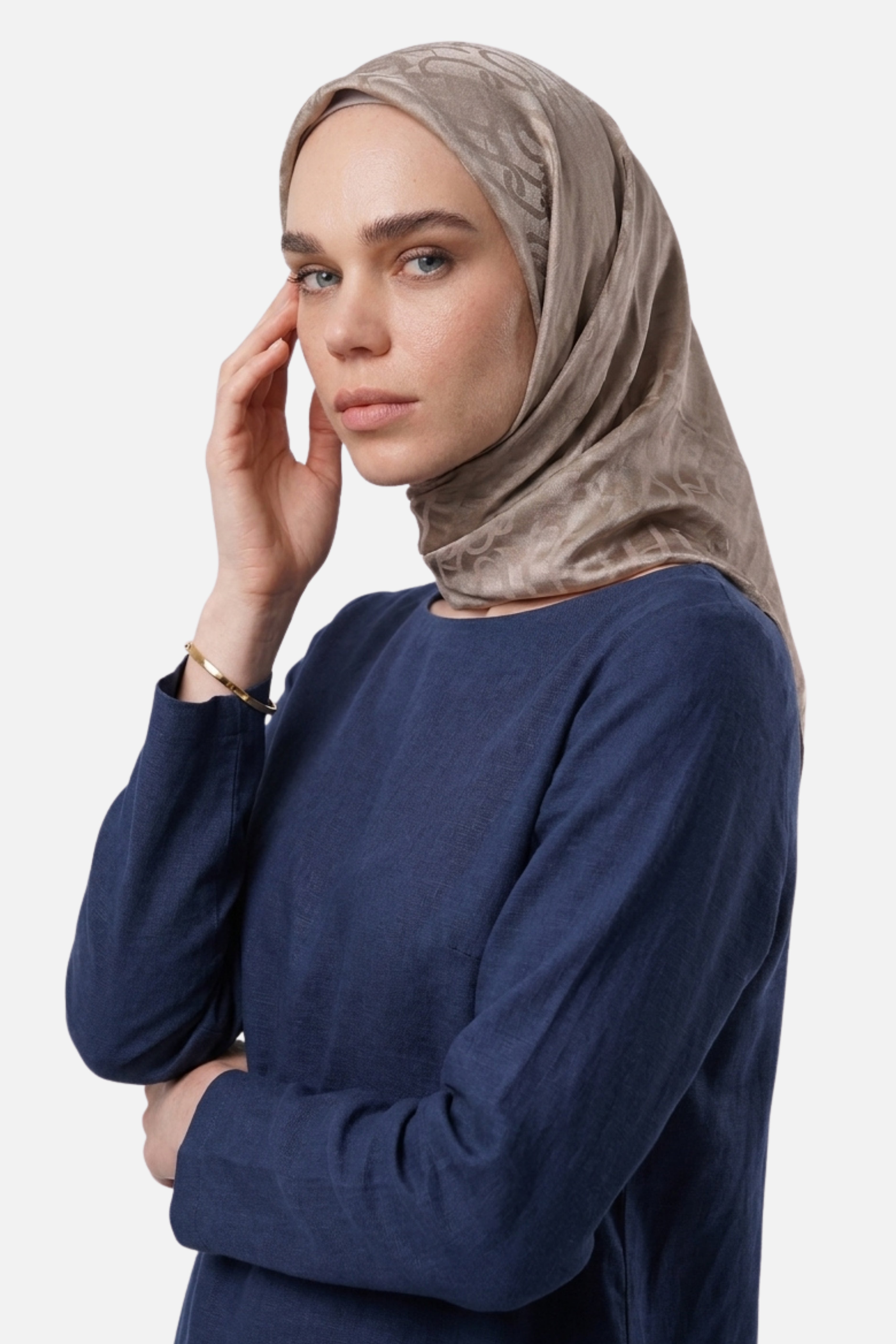Chain Pattern Ayrobin Jacquard Scarf - Beige