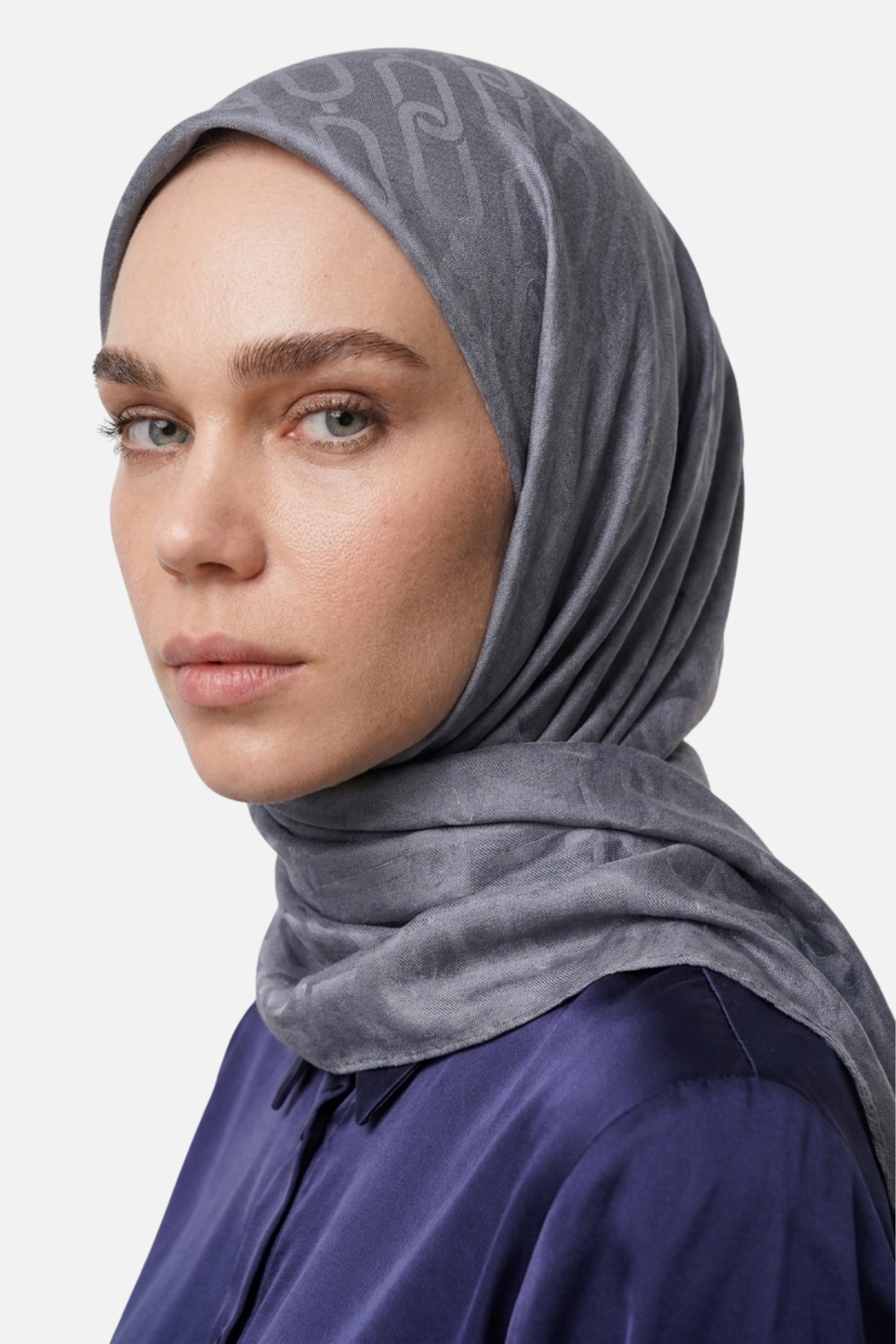 Chain Pattern Ayrobin Jacquard Scarf - Silver