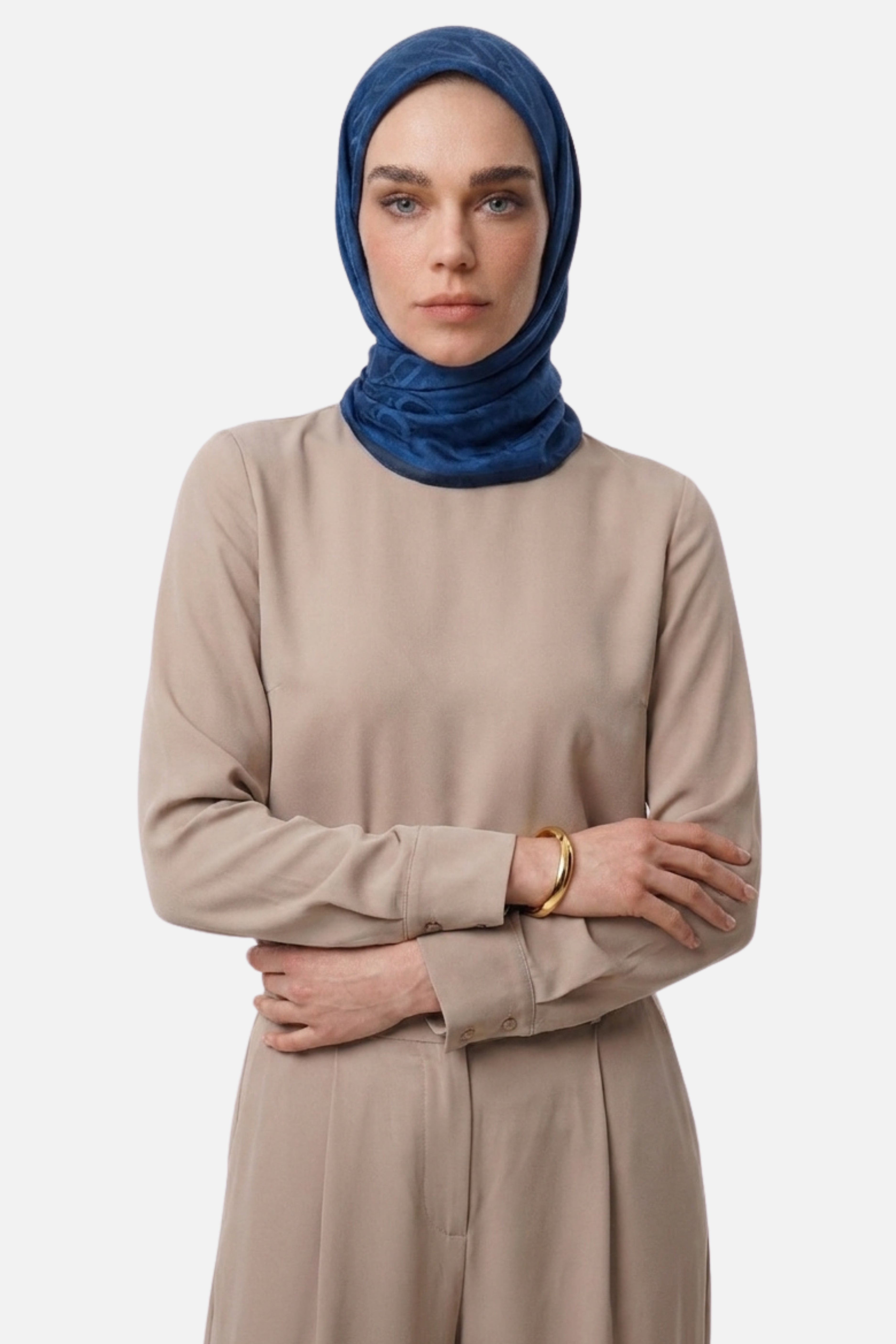 Chain Pattern Ayrobin Jacquard Scarf - Indigo