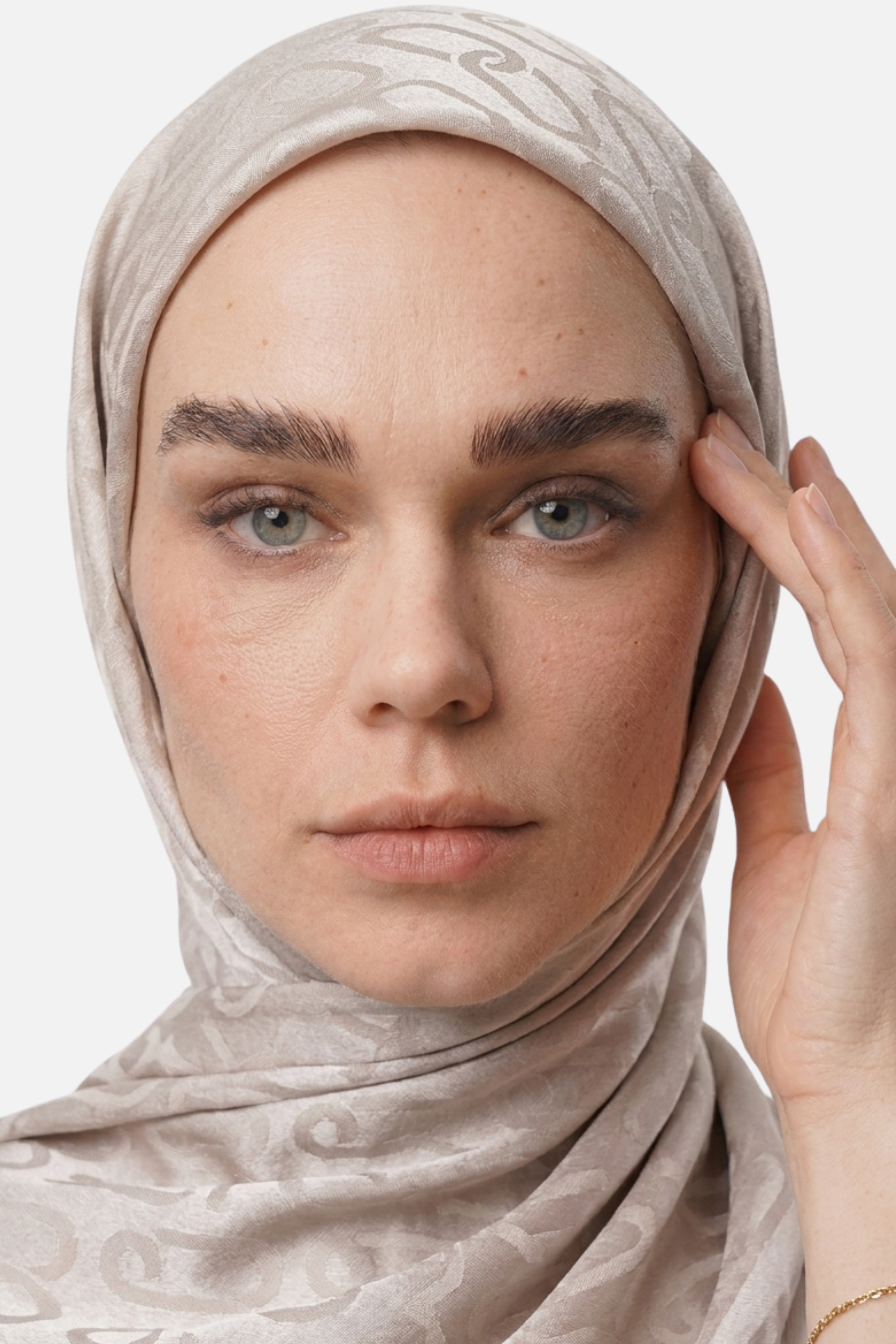 Chain Pattern Ayrobin Jacquard Scarf - Cream