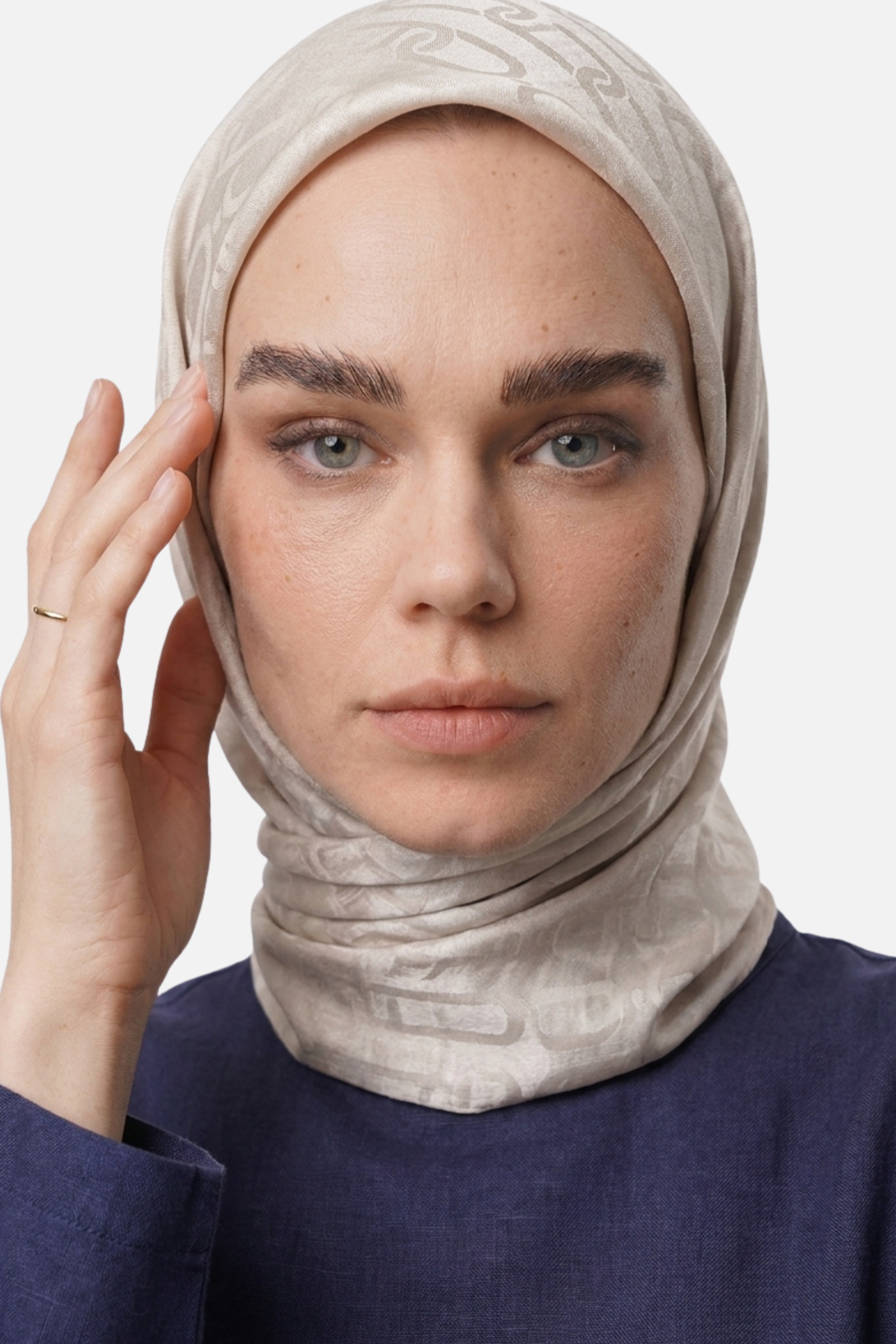 Chain Pattern Ayrobin Jacquard Scarf - Stone Color