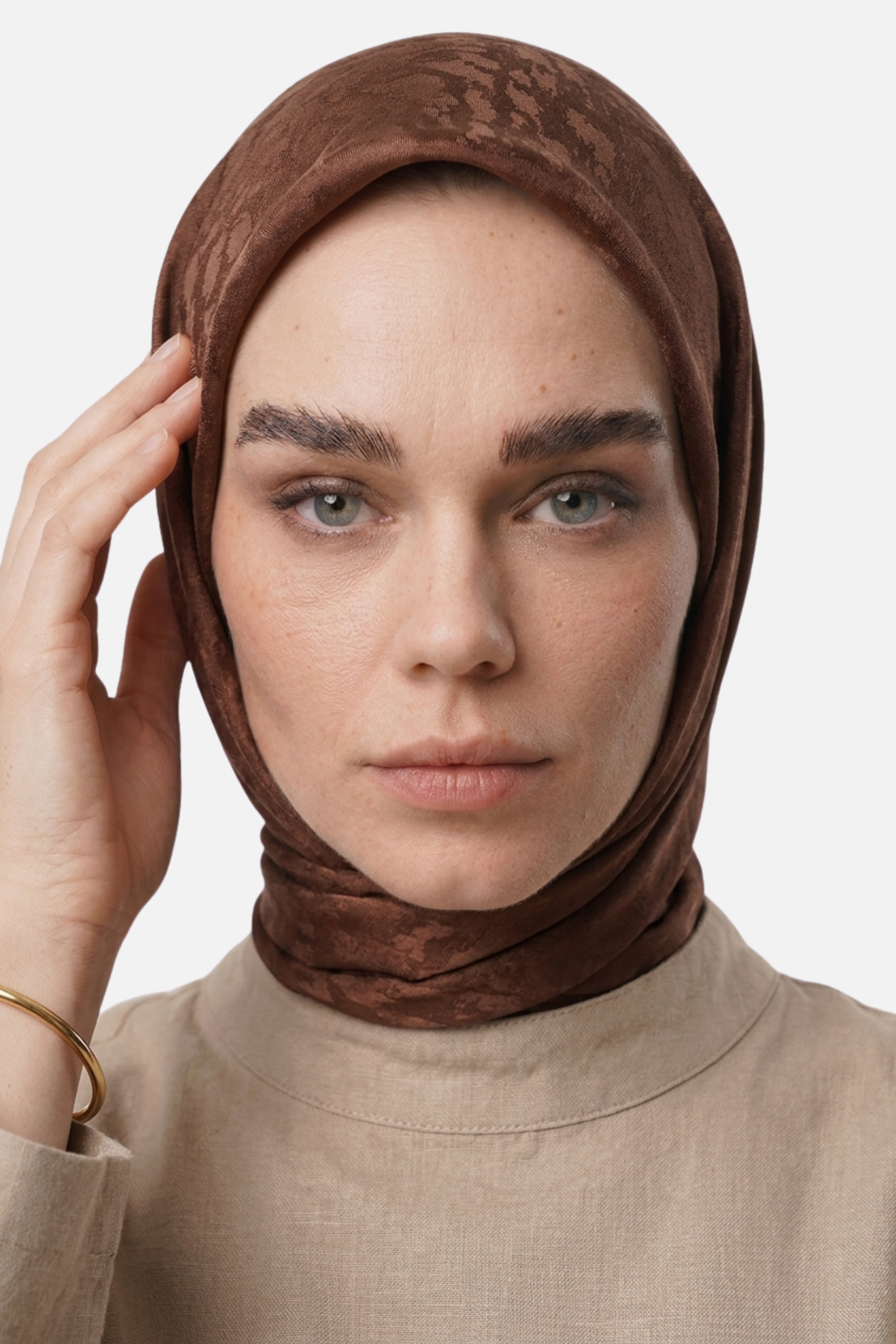 Pulse Pattern Airubin Jacquard Scarf - Onion Peel