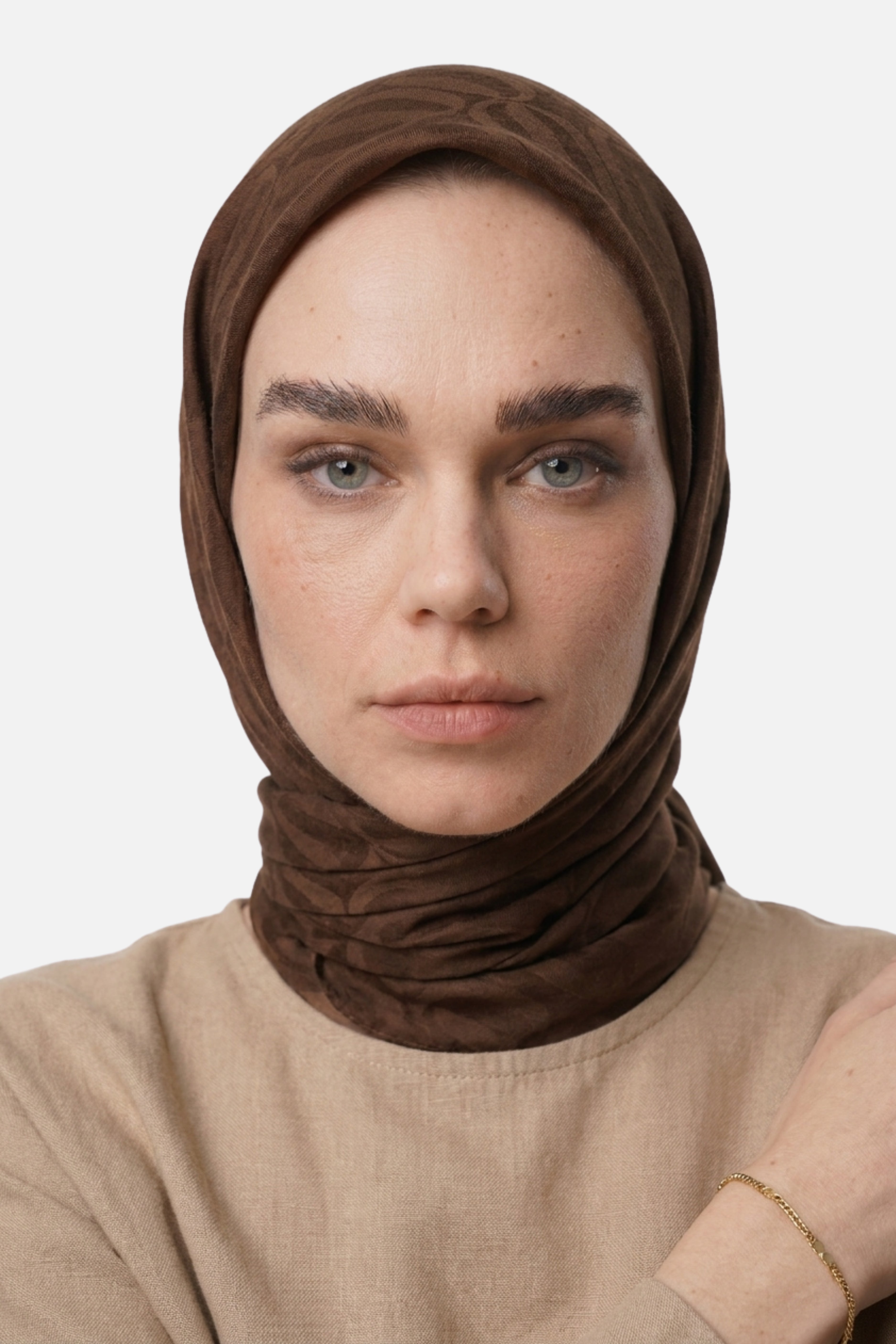 Dune Pattern Ayrobin Jacquard Scarf - Bitter Coffee