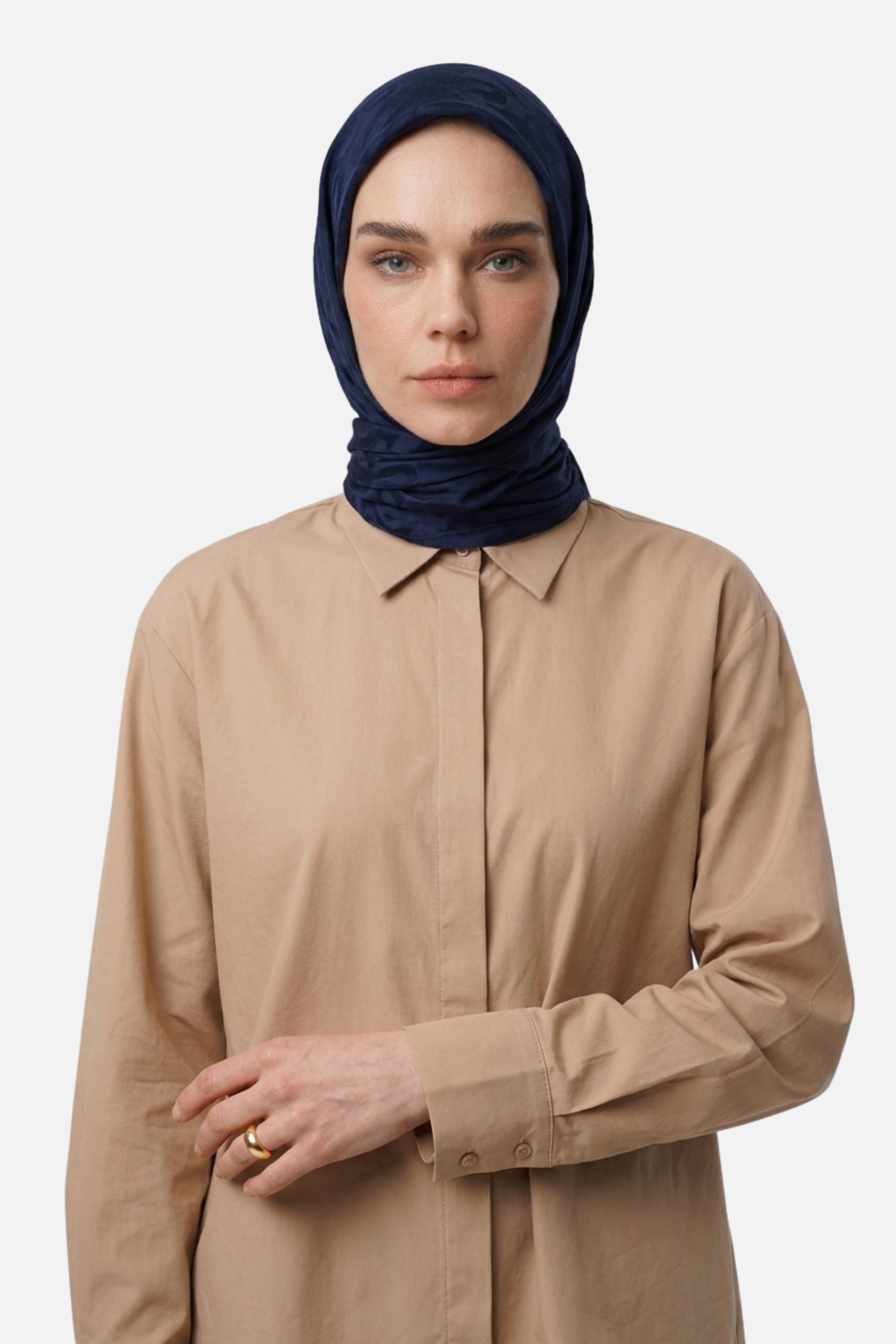 Dune Pattern Ayrobin Jacquard Scarf - Navy blue