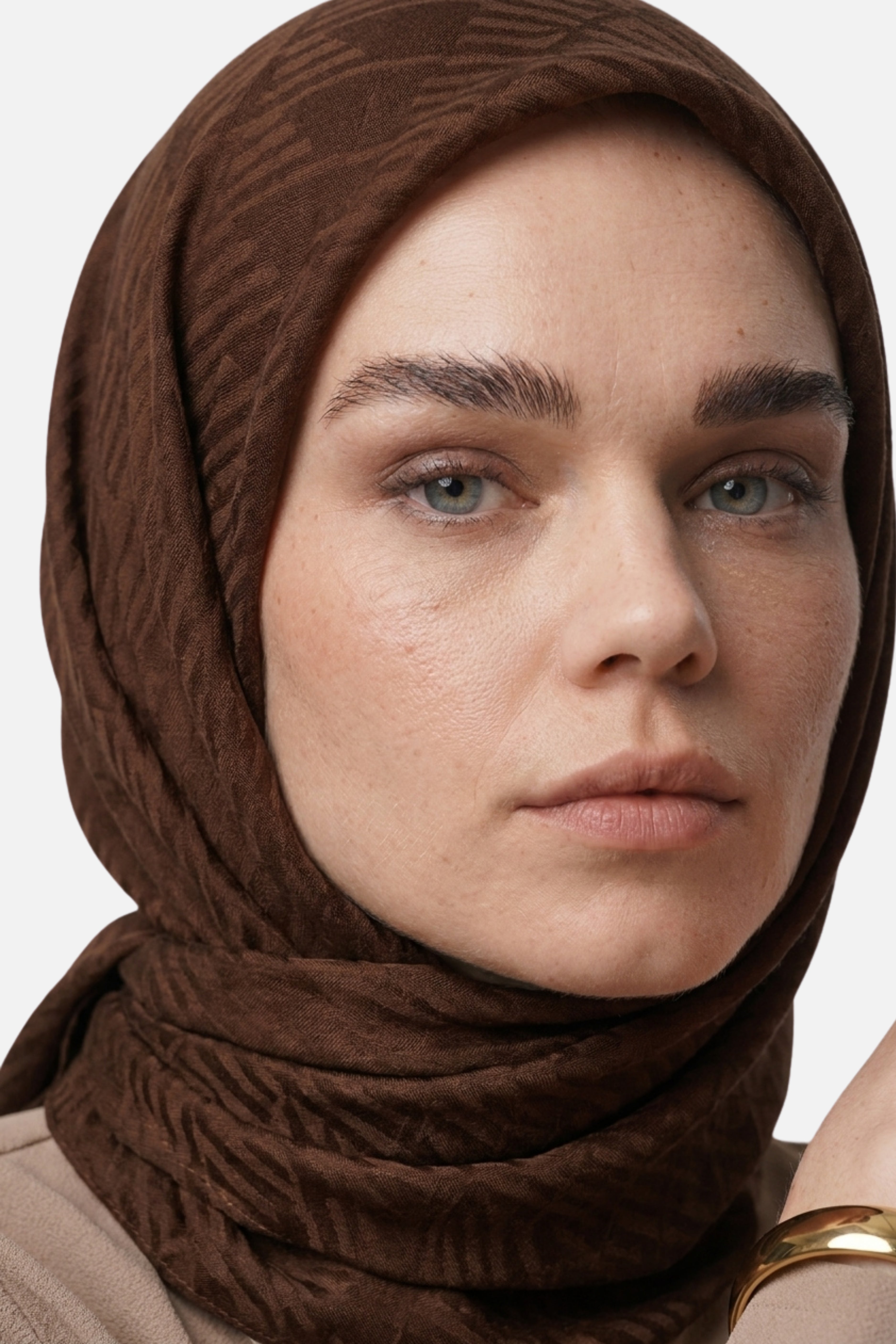 Grove Pattern Ayrobin Jacquard Scarf - Bitter Coffee