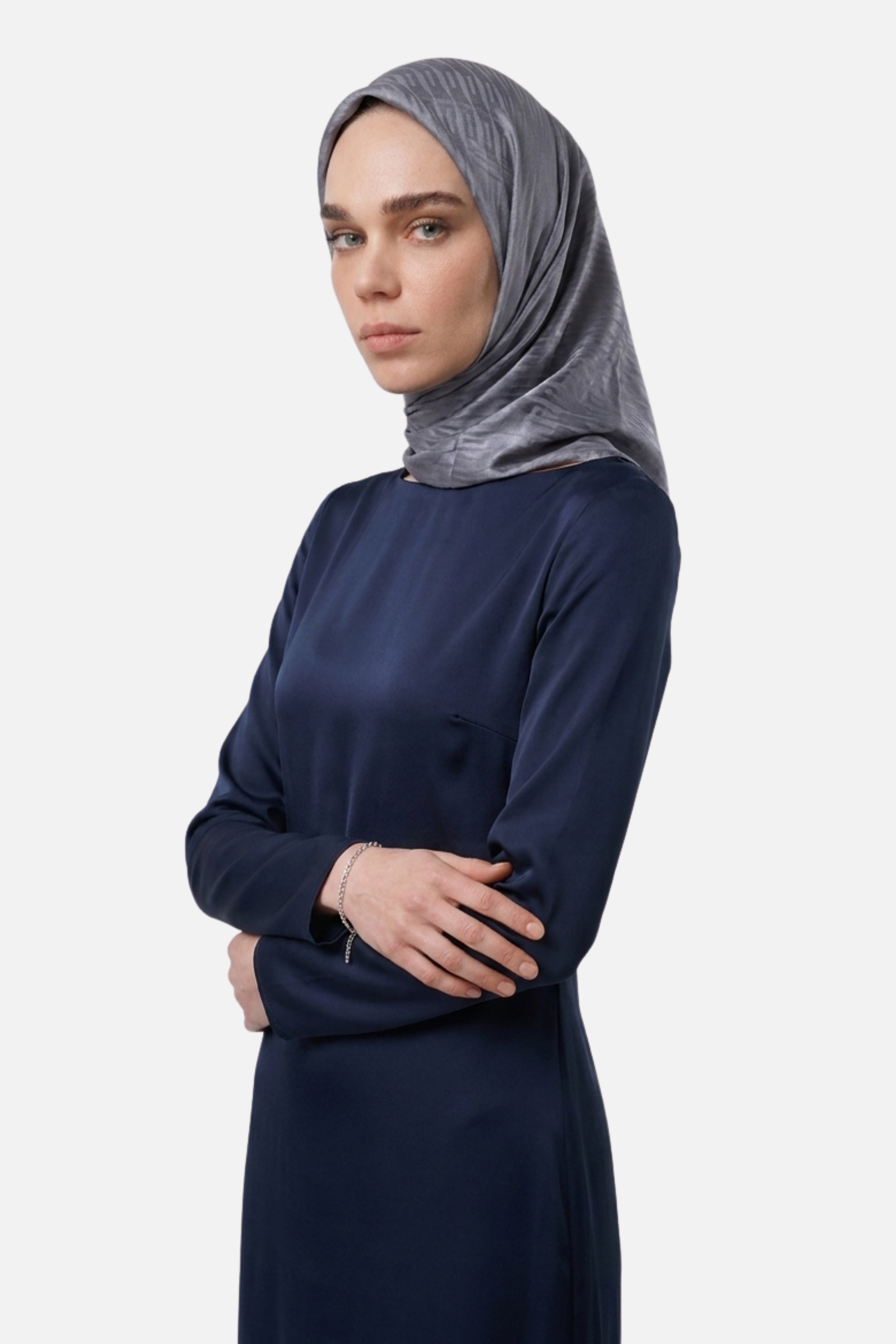 Grove Pattern Ayrobin Jacquard Scarf - Silver