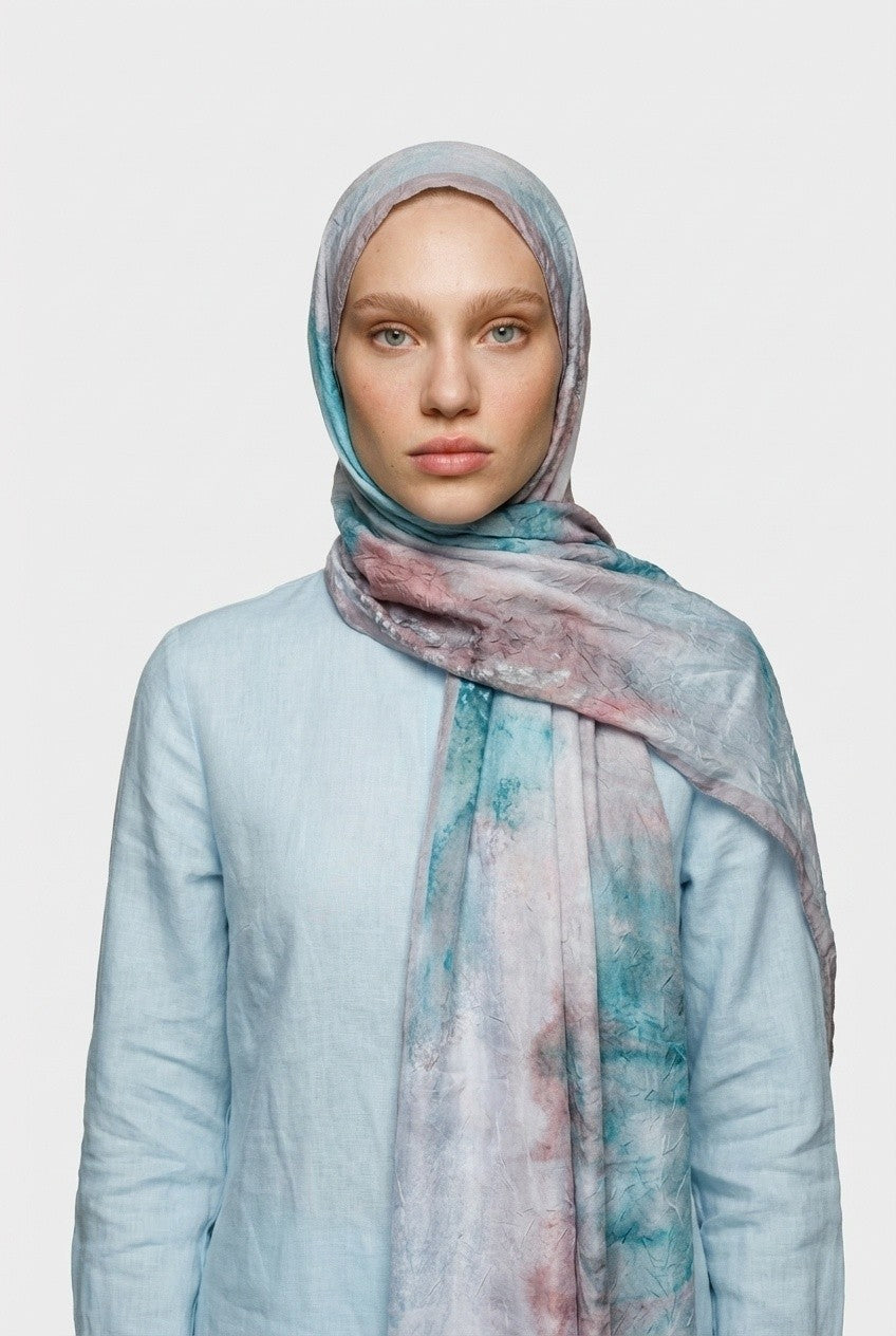 Aqua Pattern Neo Crash Shawl - Turquoise