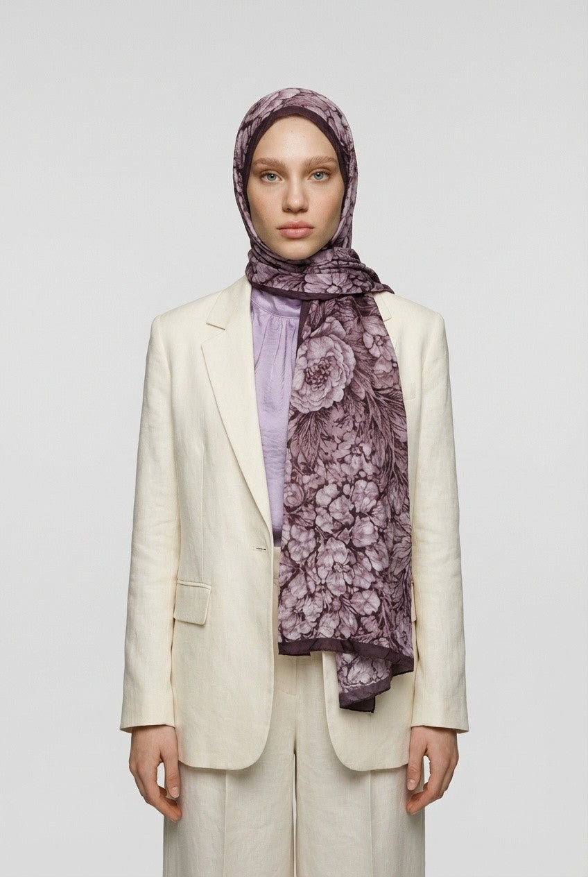 Flow Pattern Neo Crash Shawl - Plum