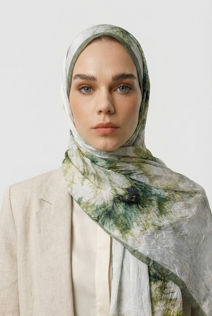Grown Pattern Neo Crash Shawl - Green