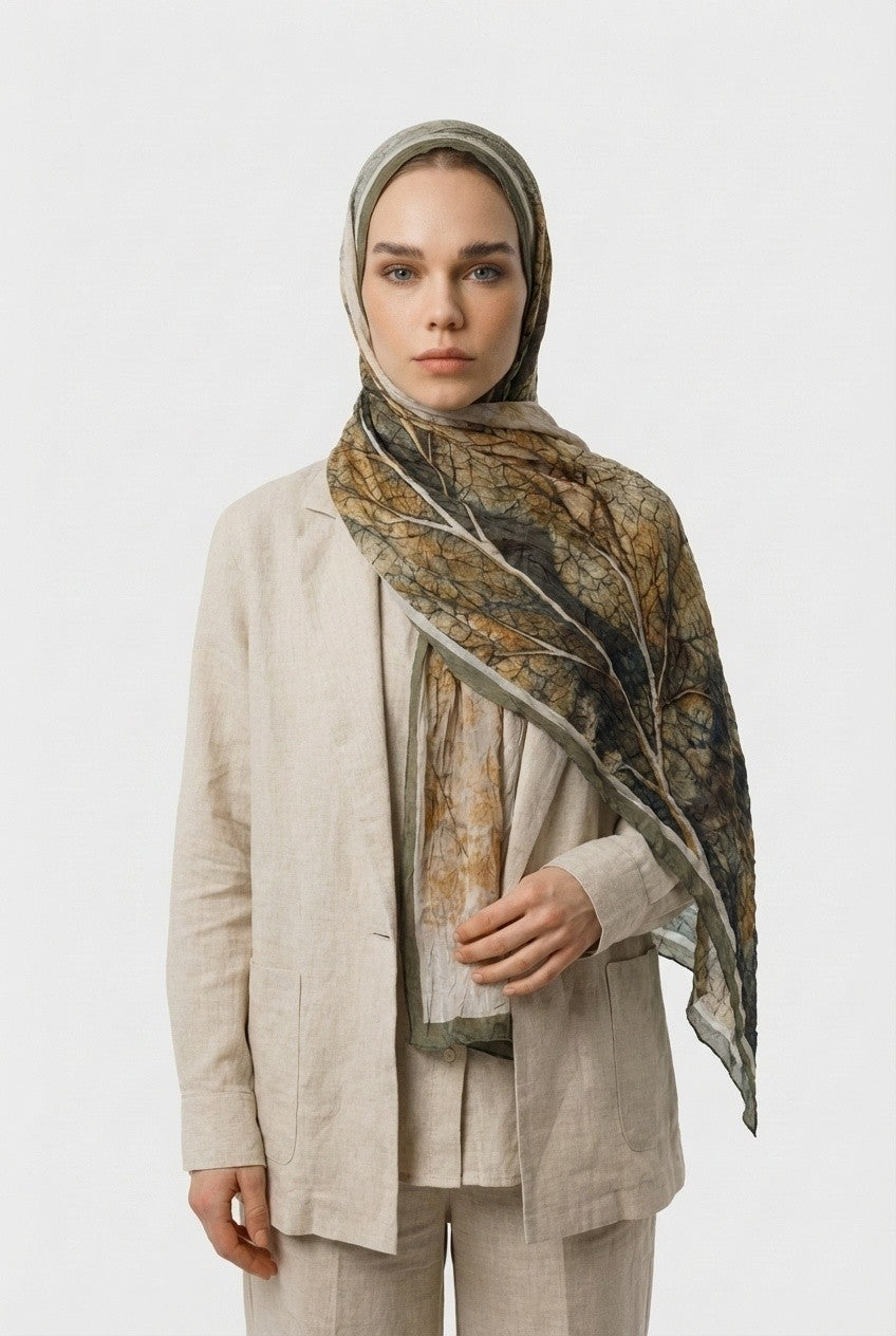 Petal Pattern Neo Crash Shawl - Green
