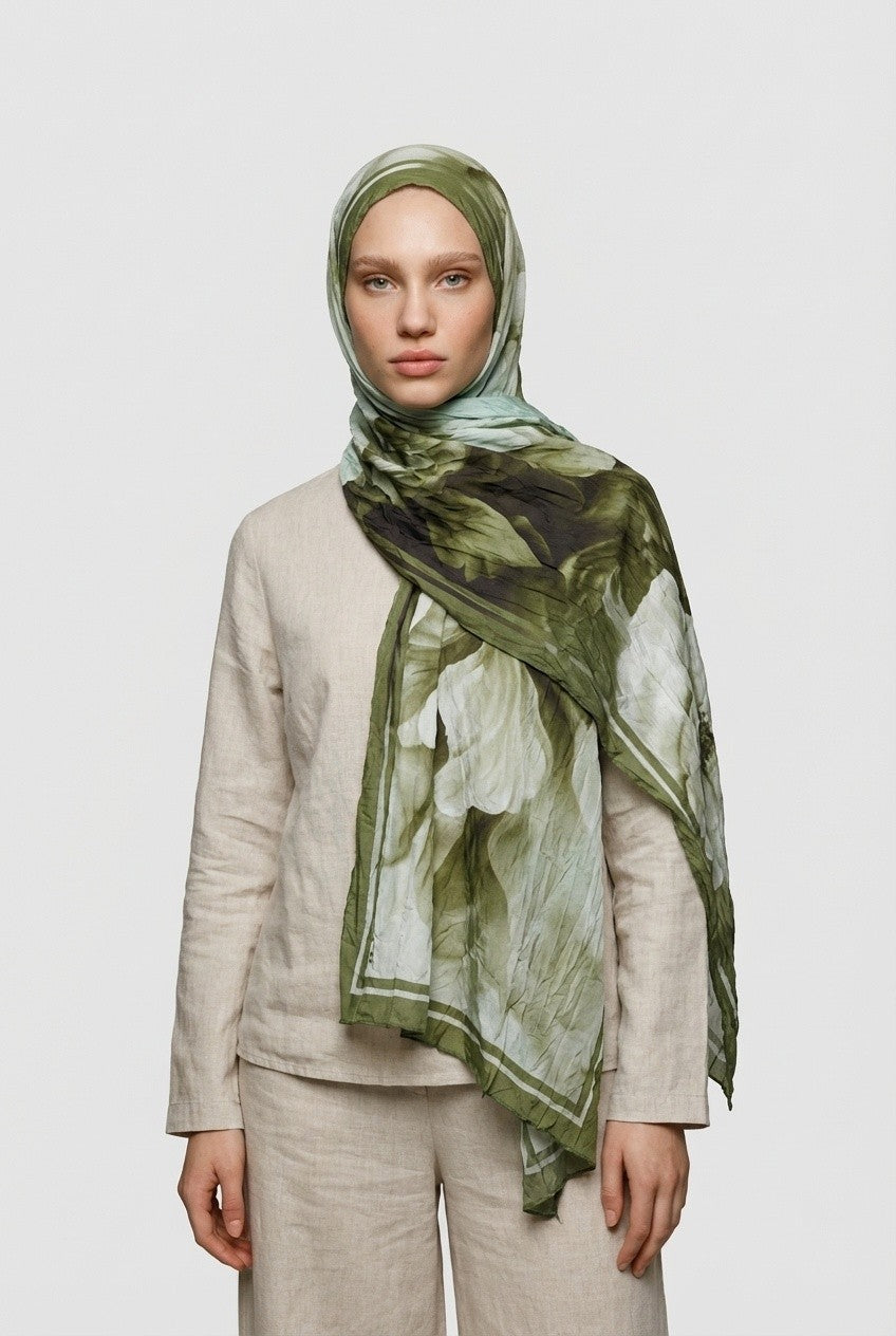 Stroke Pattern Neo Crash Shawl - Green