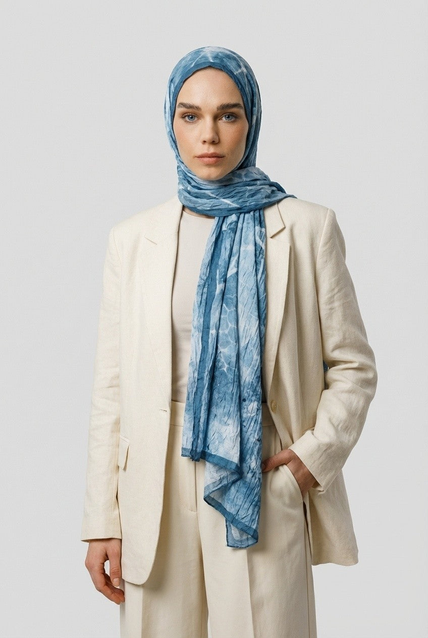Zen Pattern Neo Crash Shawl - Blue