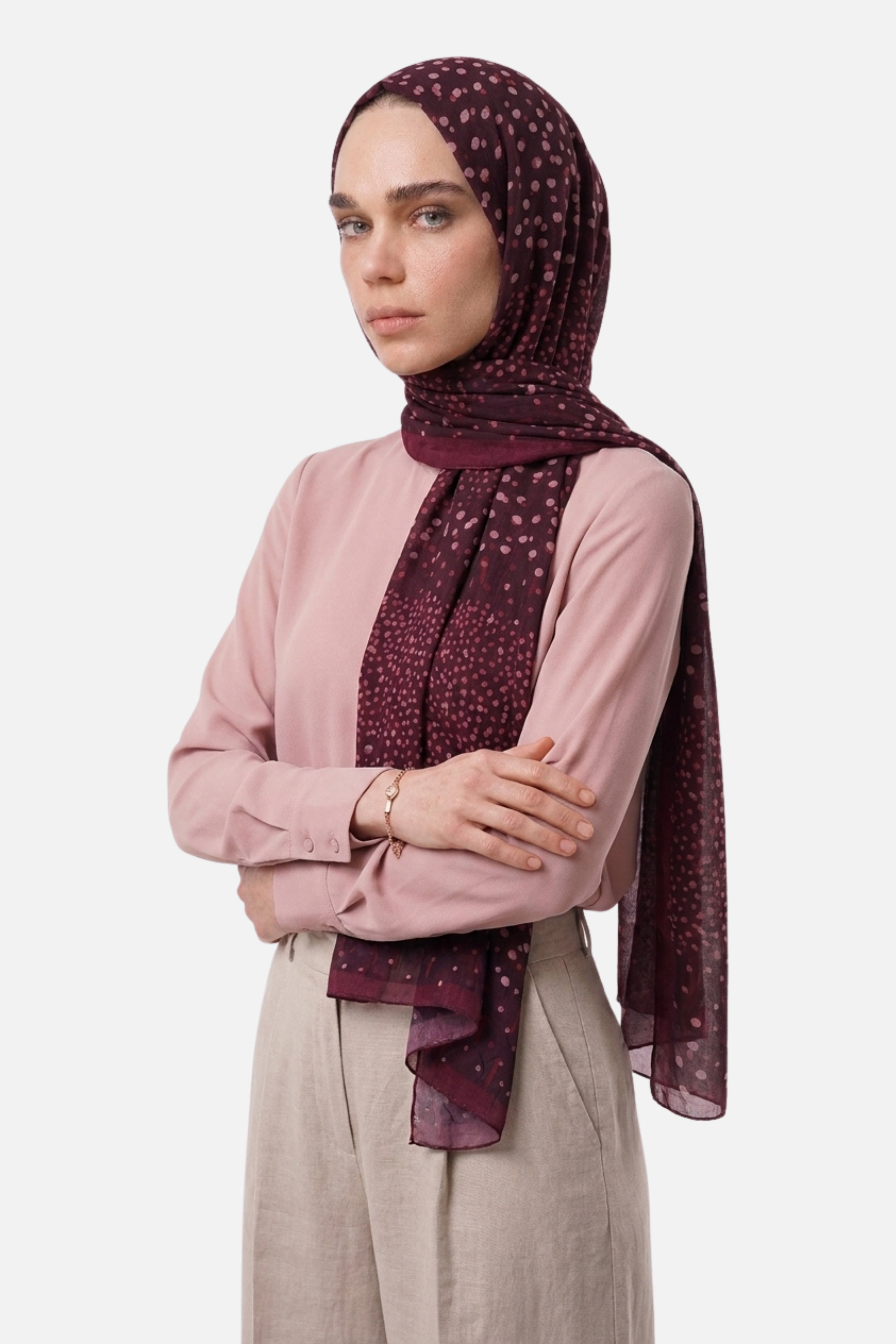 Leris Pattern Neo Crash Shawl - Burgundy