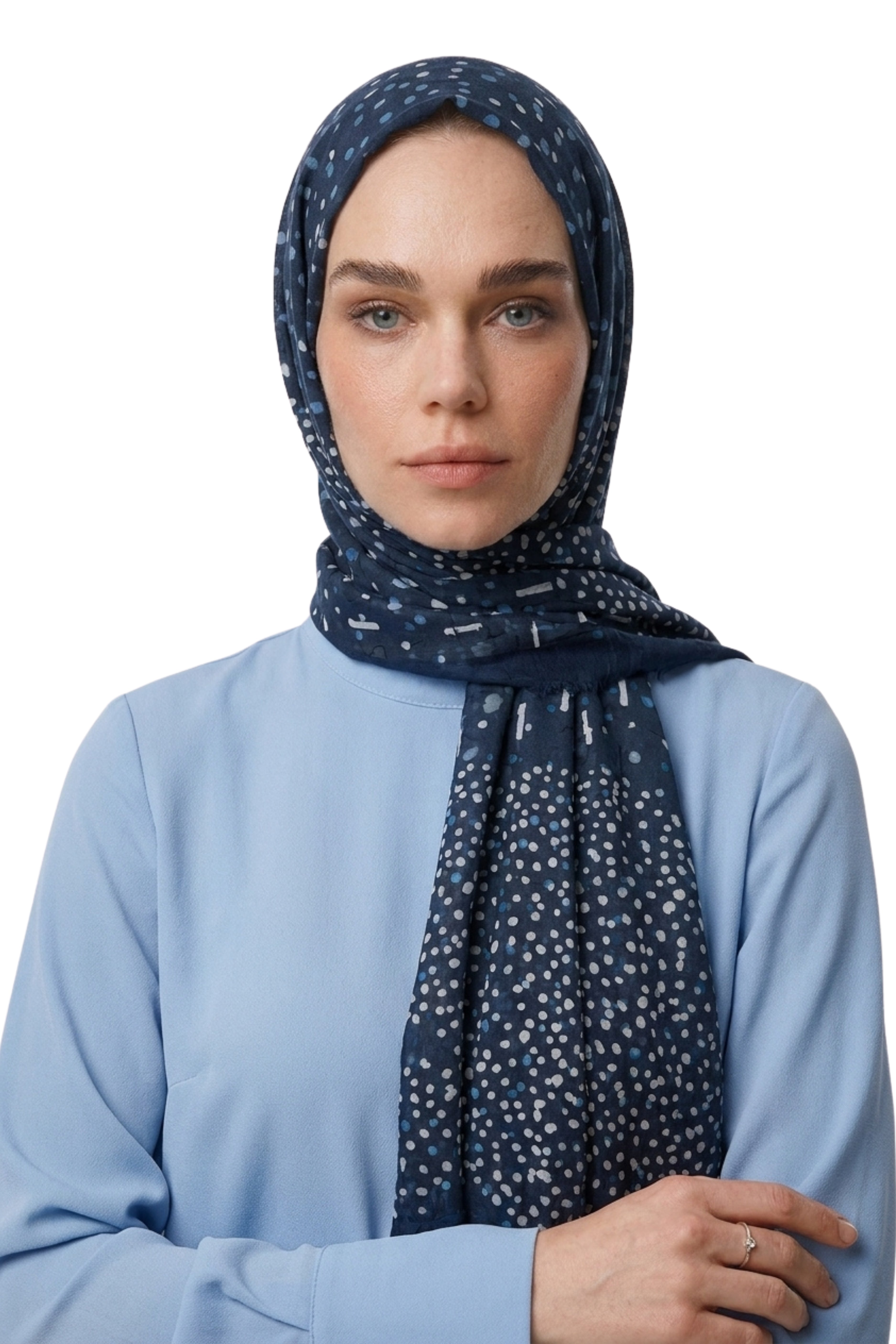 Leris Pattern Neo Crash Shawl - Navy blue