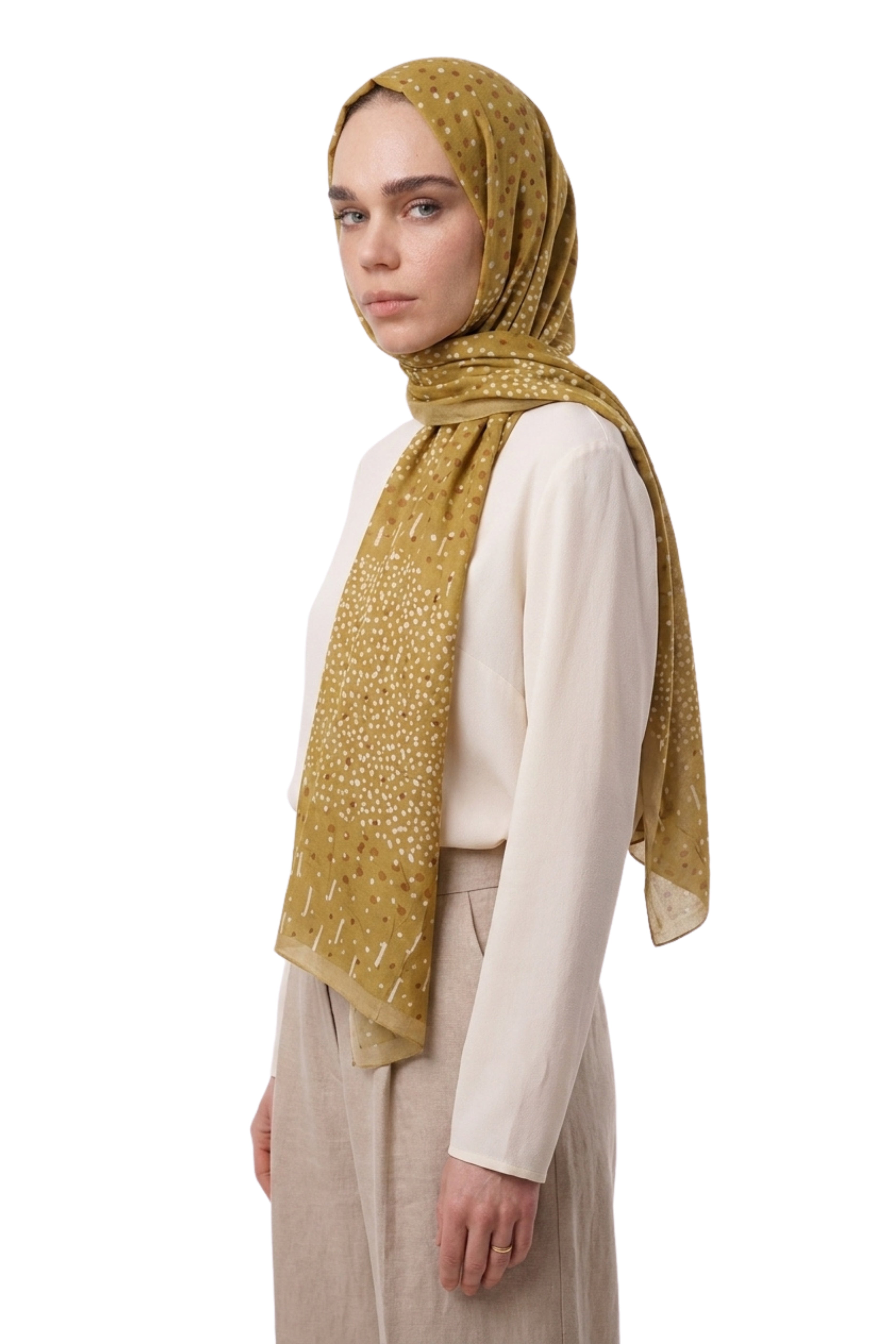 Leris Pattern Neo Crash Shawl - Olive Green