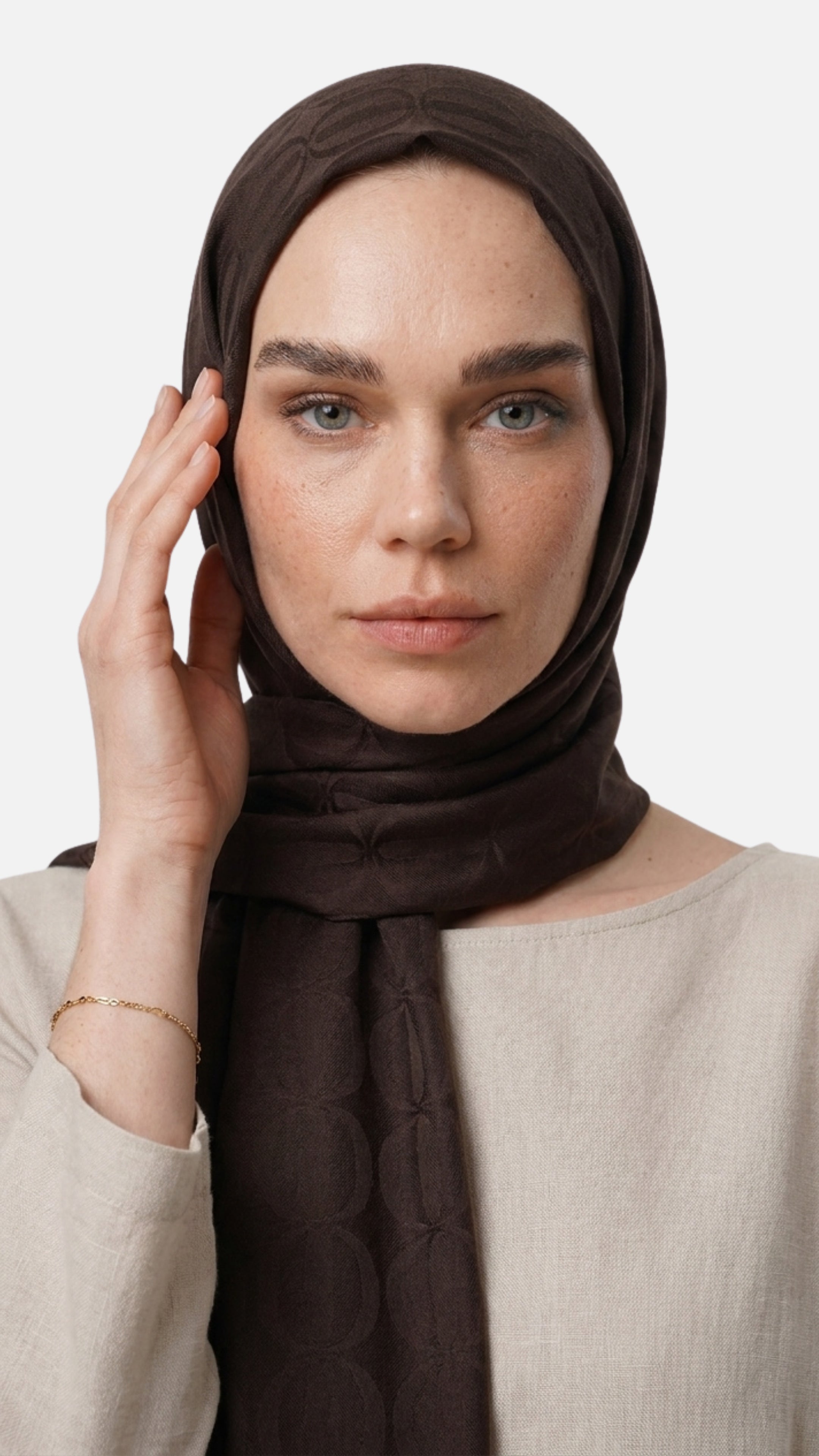 Dune Pattern Ayrobin Jacquard Shawl - Bitter Coffee