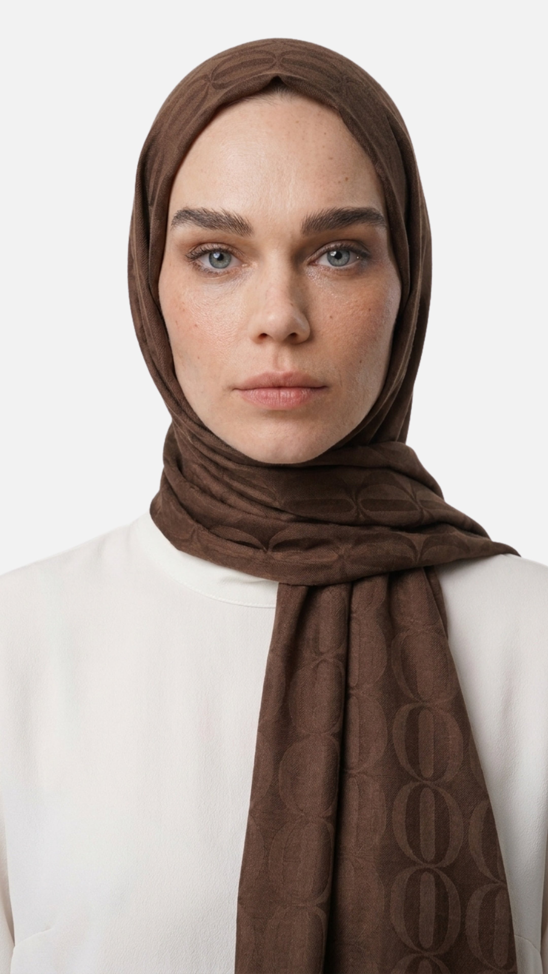 Dune Pattern Ayrobin Jacquard Shawl - Bitter