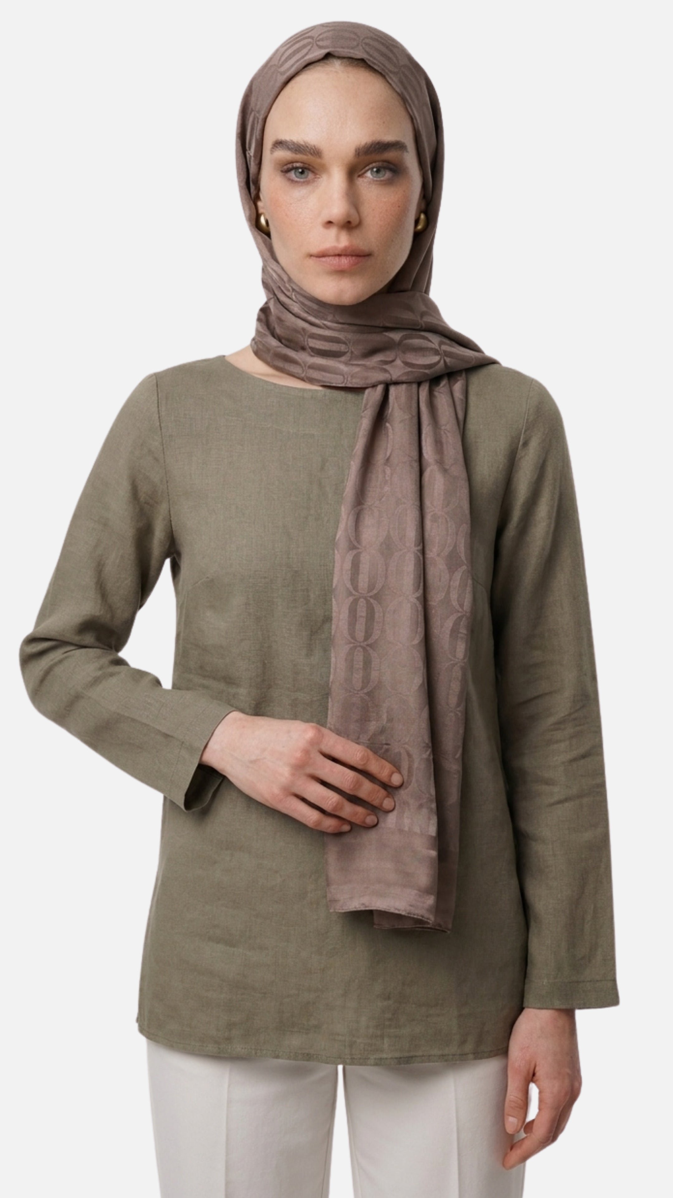 Dune Pattern Ayrobin Jacquard Shawl - Brown
