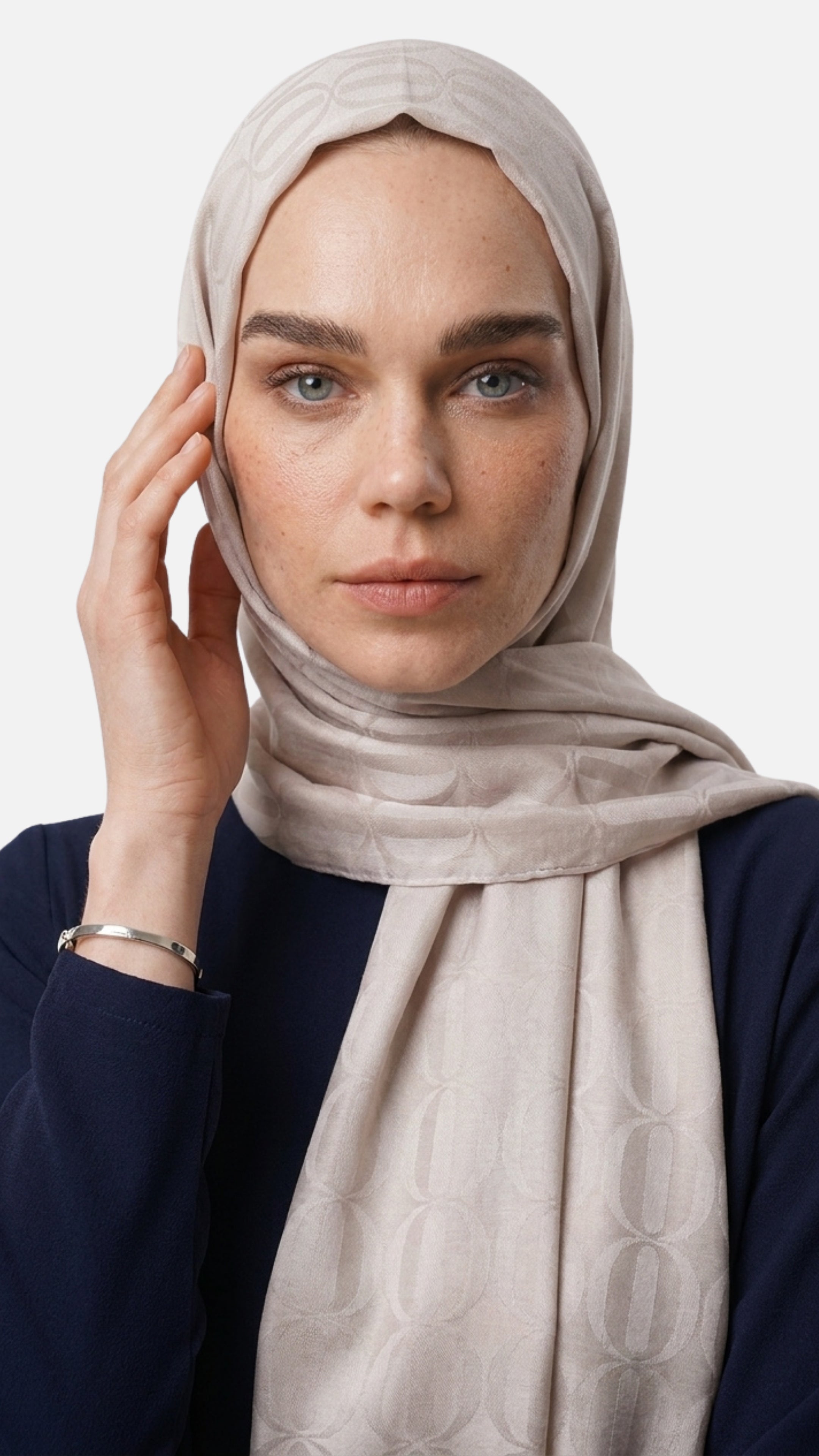 Dune Pattern Ayrobin Jacquard Shawl - Cream