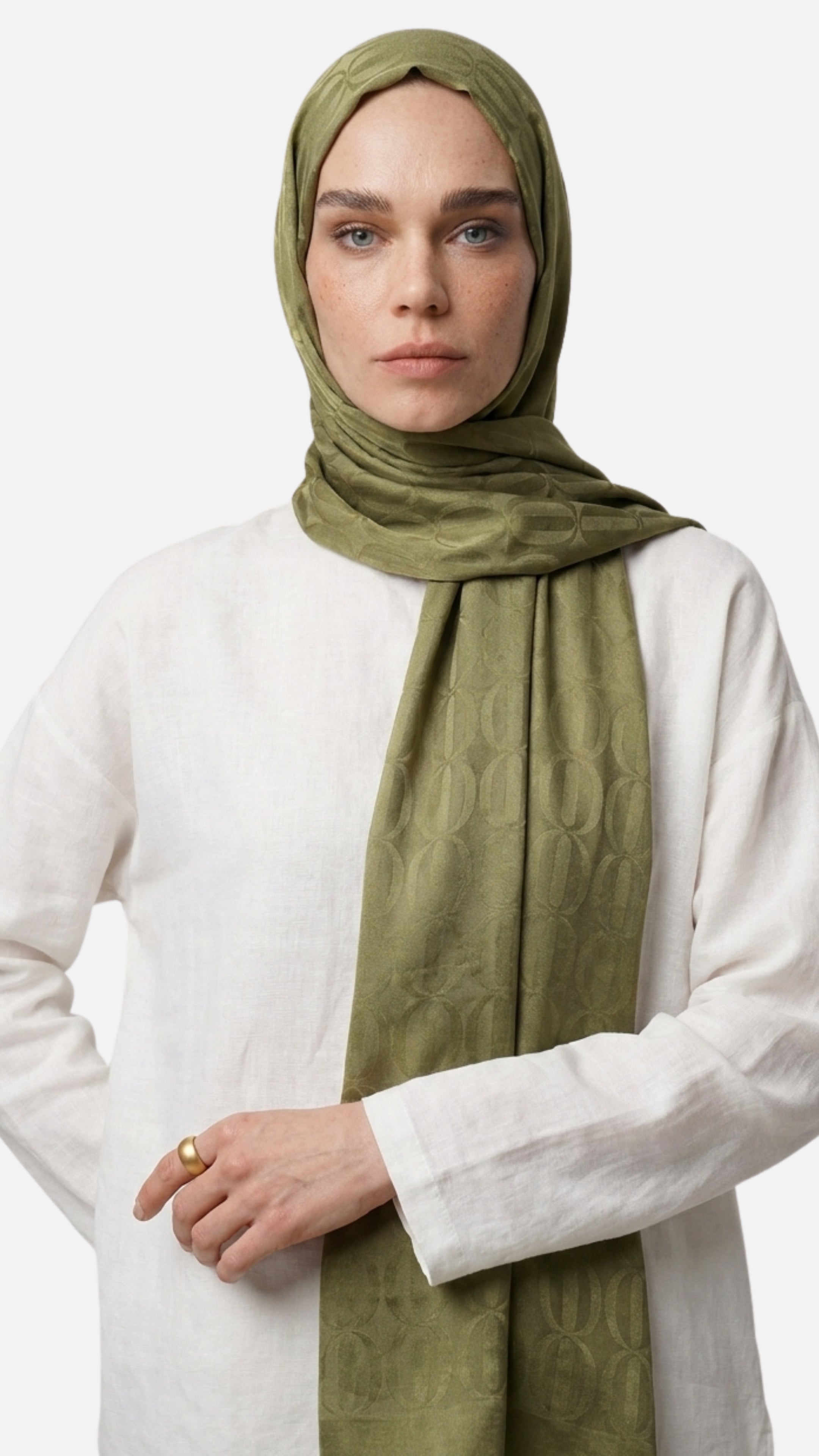 Dune Pattern Ayrobin Jacquard Shawl - Soft Green
