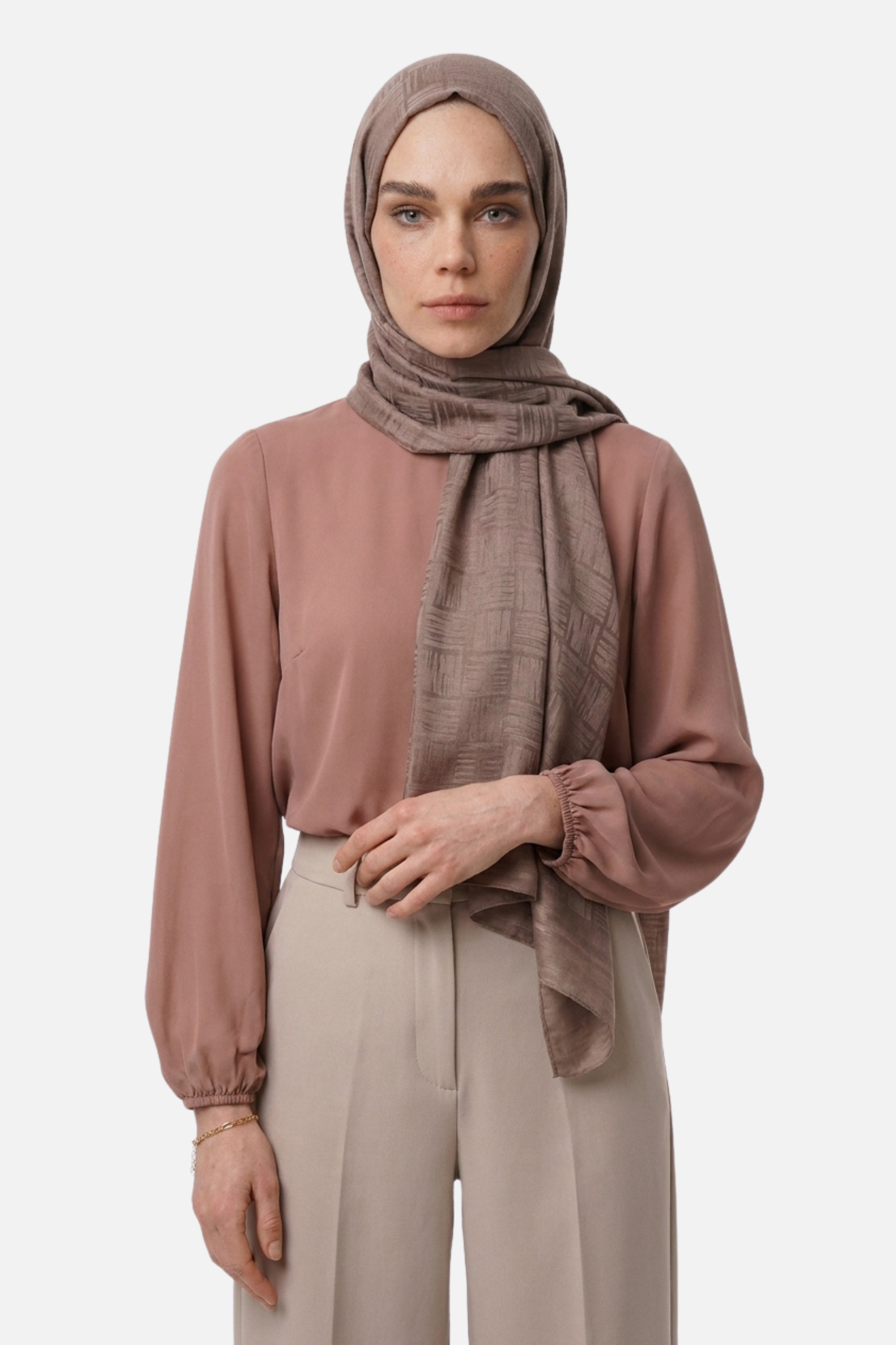 Noria Patterned Aerobin Jacquard Shawl