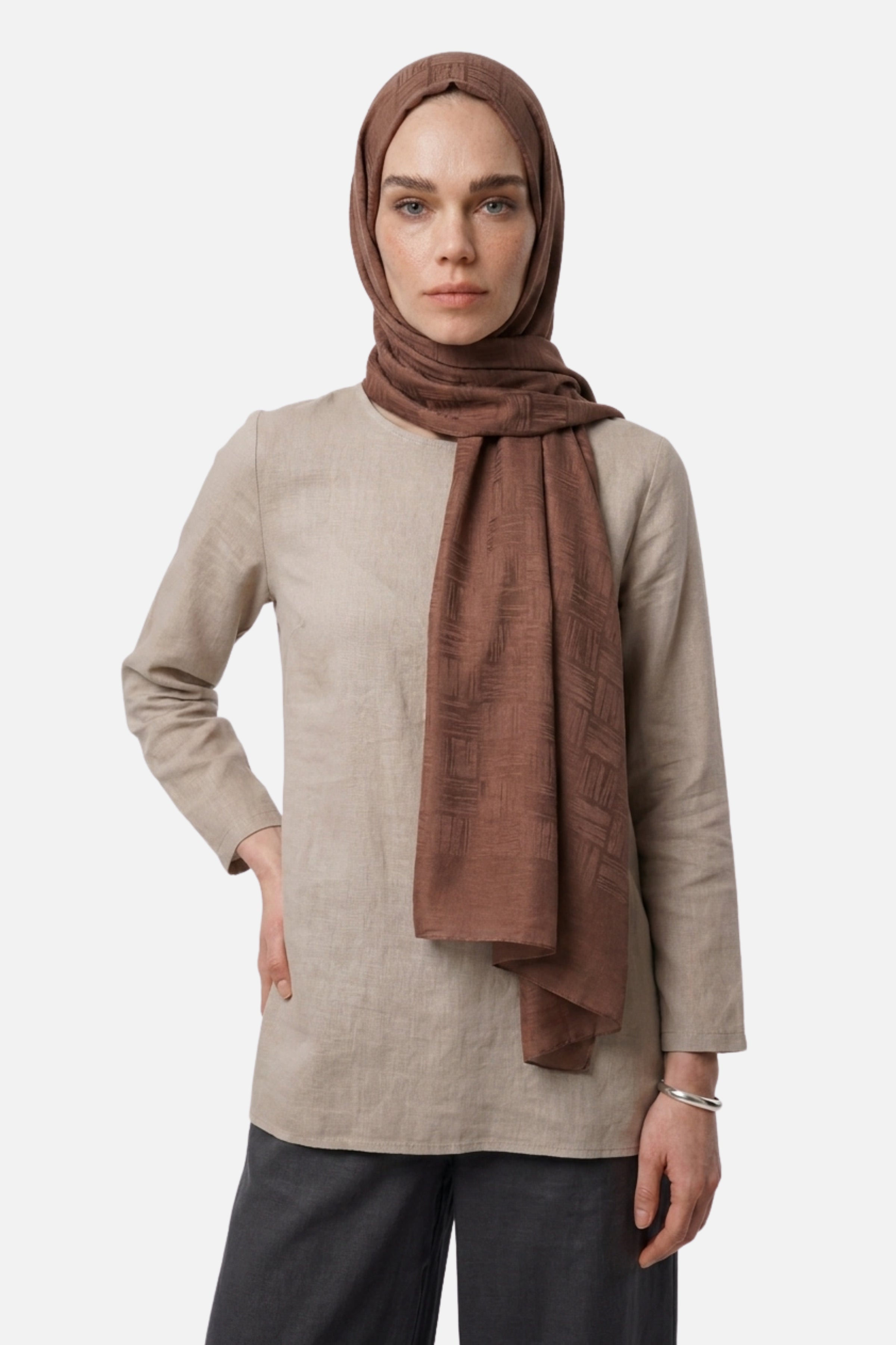 Noria Patterned Aerobin Jacquard Shawl