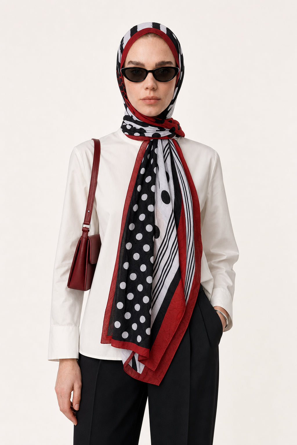 Polka Dot Neo Crash Shawl - Red