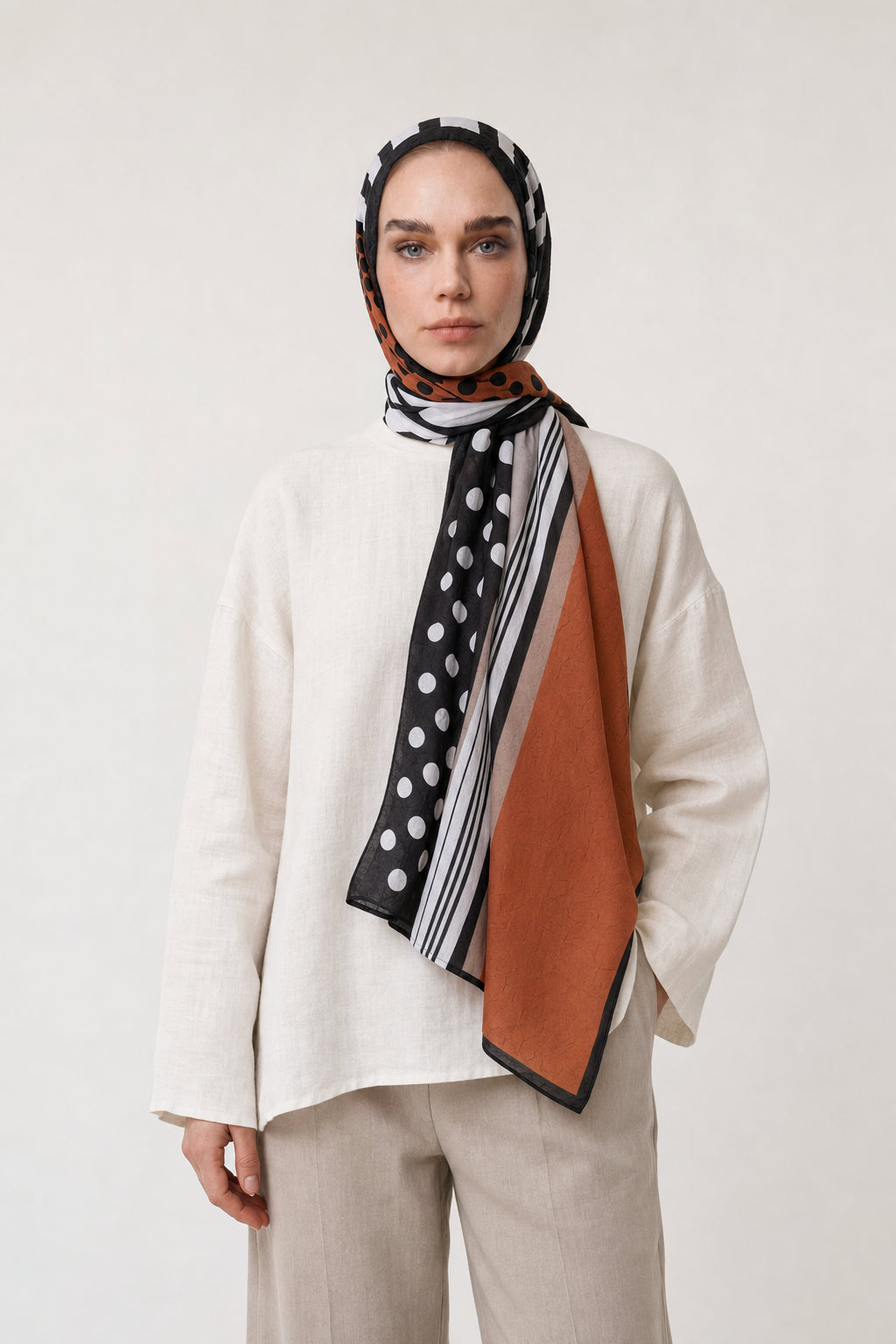 Polka Dot Neo Crash Shawl - Orange