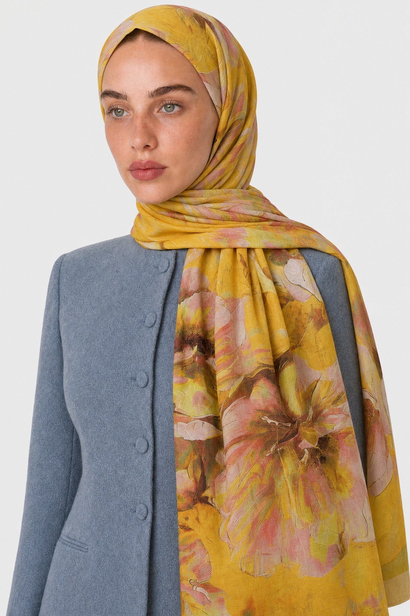 Fiore Pattern Neo Crash Shawl - Apricot
