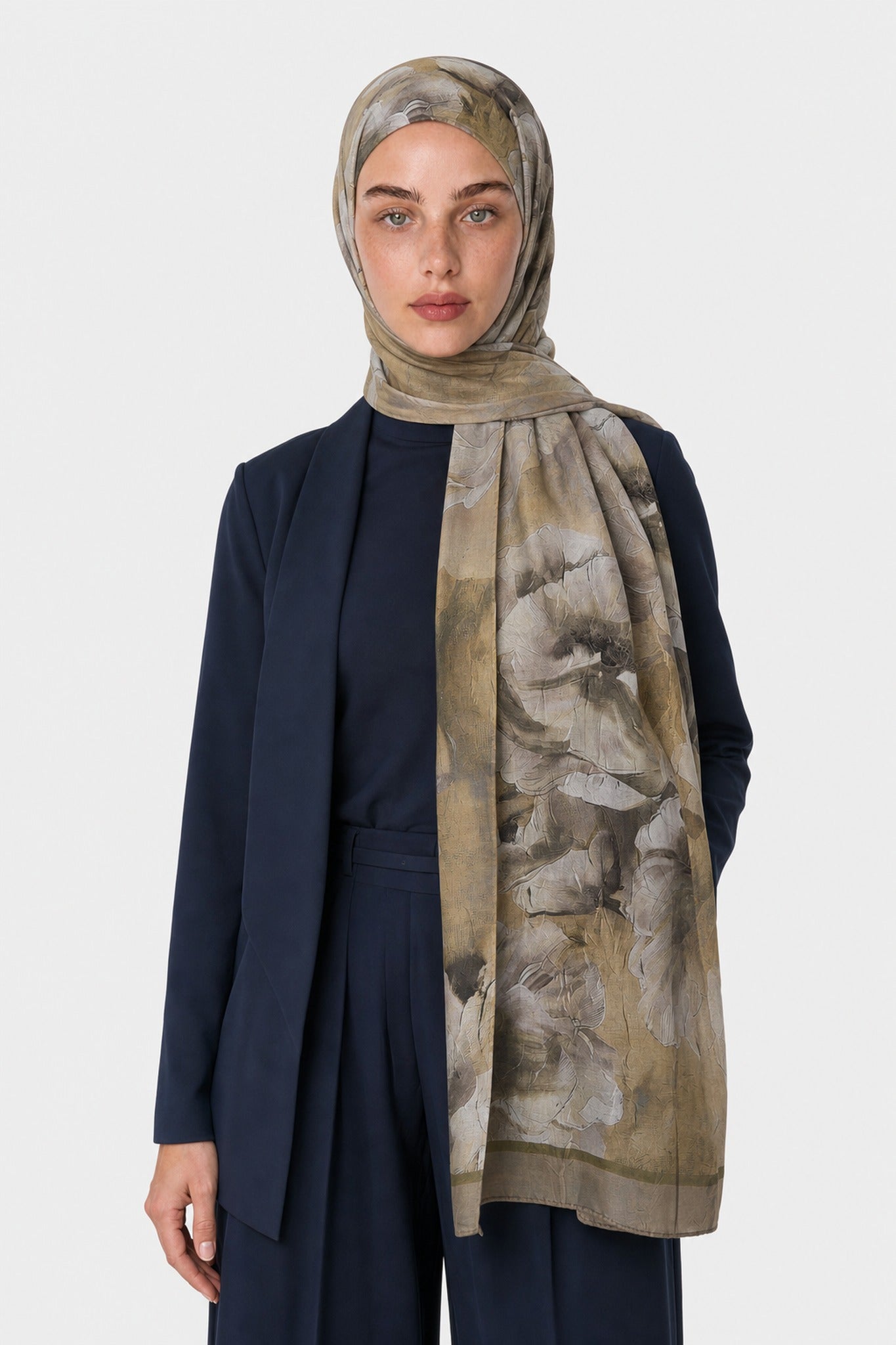 Fiore Pattern Neo Crash Shawl - Soft Green