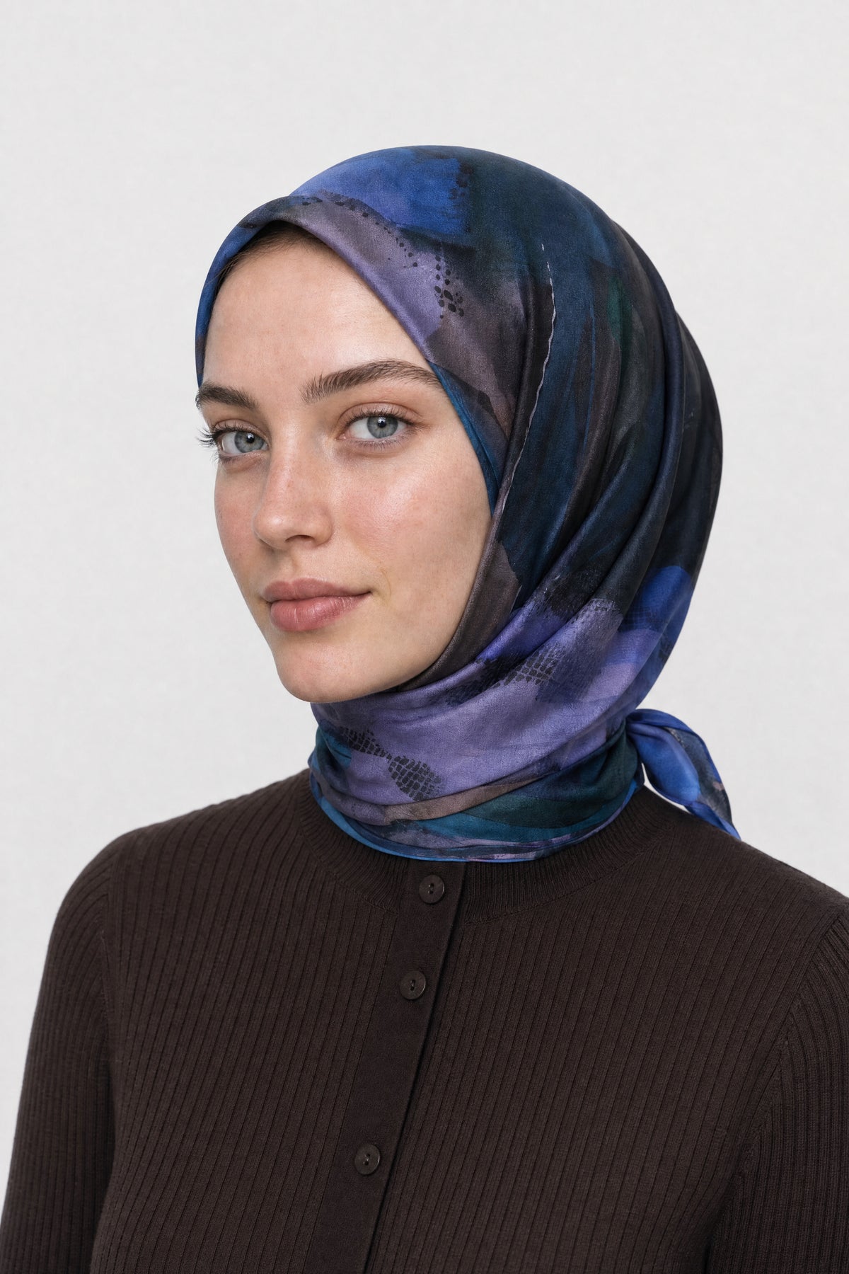 Ruby Desen Organik Eşarp - Safir