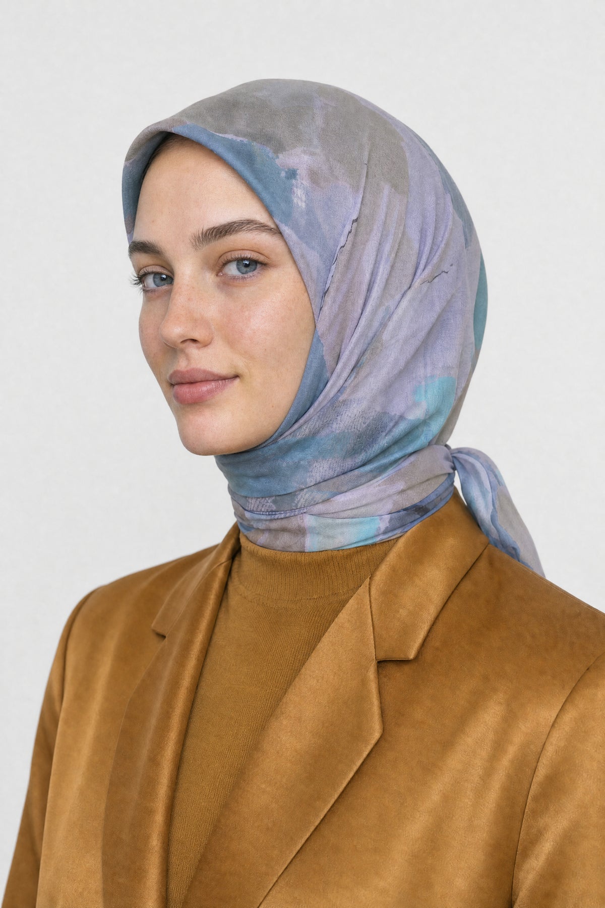 Ruby Desen Organik Eşarp - Turkuaz
